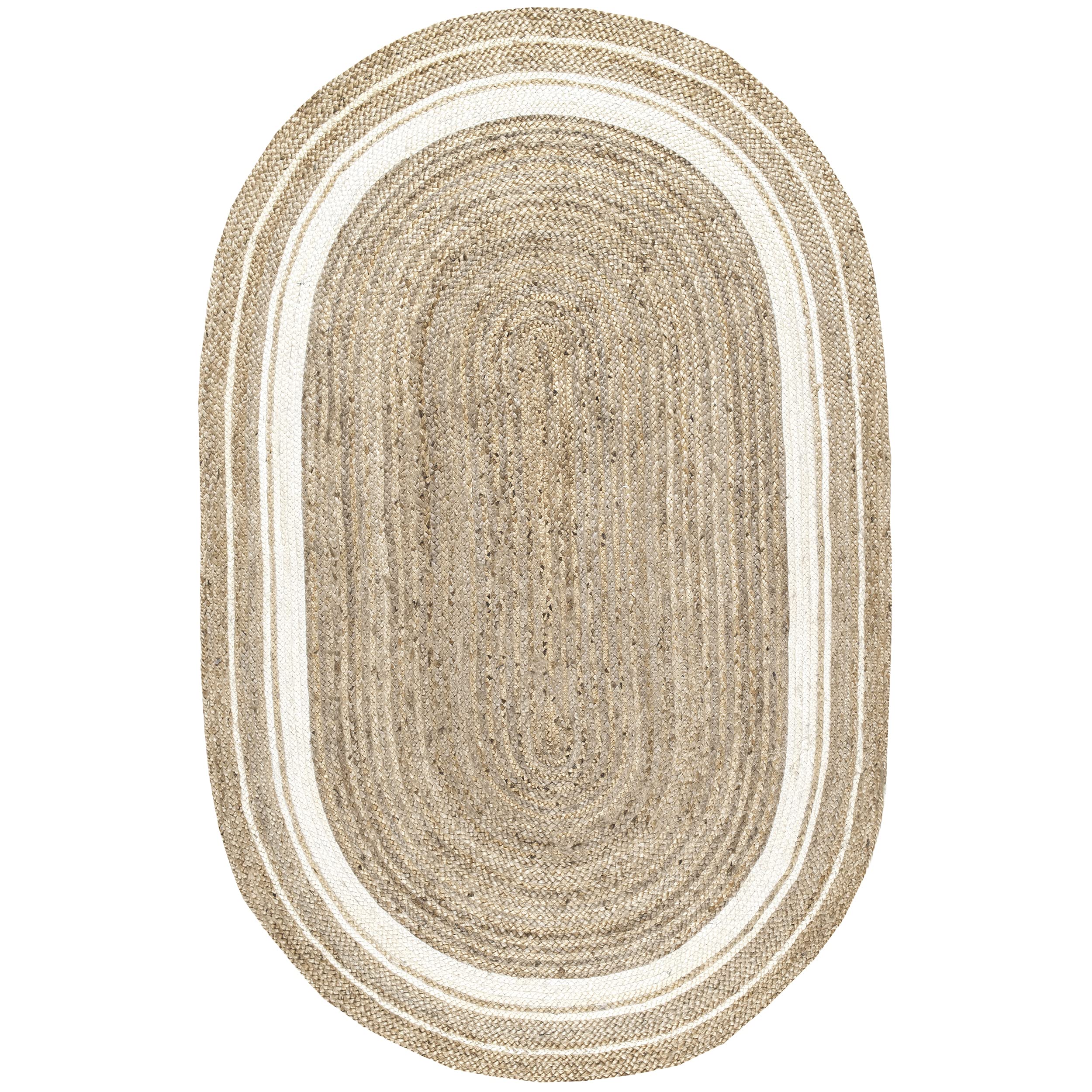 nuLOOM Rikki Coastal Braided Jute Area Rug, Oval 4x6, Off-white