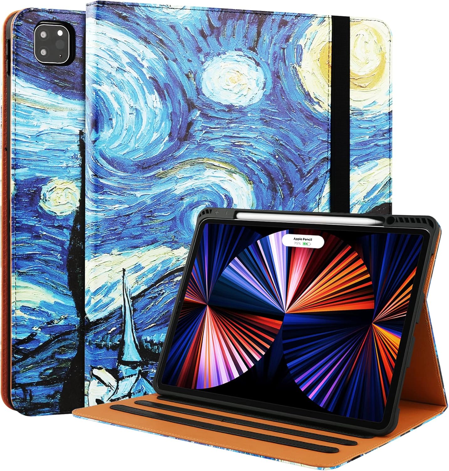 for iPad Pro 11 Inch Case 4th Generation 2022, 11 Pro Case 3rd/2nd/1st Gen 2021/2020/2018, w/Pencil Holder, Folio Stand Leather Cover, Hand Strap, Multiple Angles & Auto Sleep/Wake, Blue/Brown