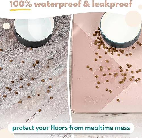 Miniatura 26 de NALALAS Tapete grande para alimentos y agua, tapete de alimentación para gatos Tapete grande impermeable para perros Tapete antideslizante