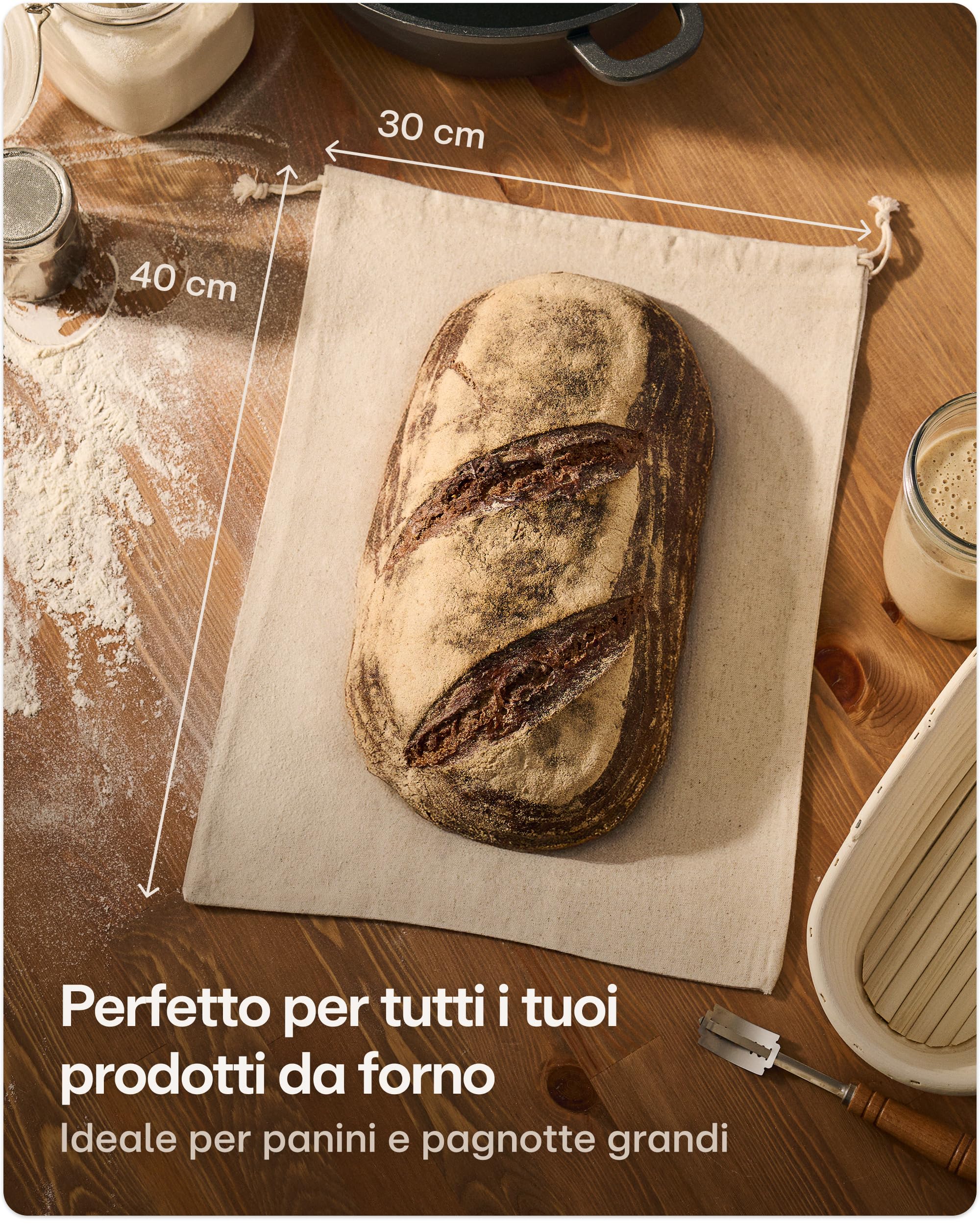 Confezione Da 4 Sacchetti Riutilizzabili In Lino Per Conservare Il Pane Freschi E Traspiranti Sacchetti Per Alimenti Con Coulisse Pe~p169353498