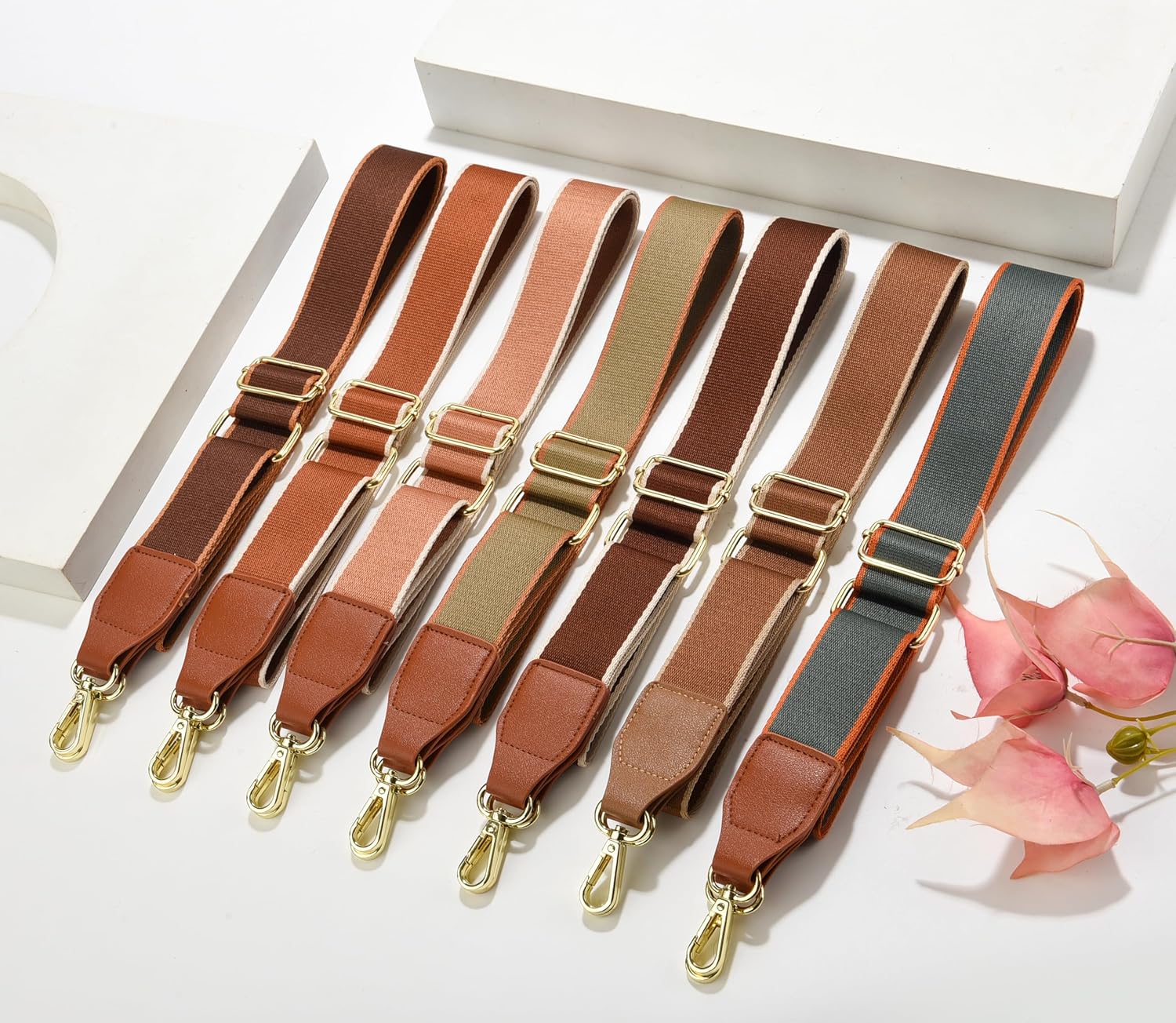 Purse Strap Wide Replacement Crossbody Bag Straps, 1.5" Canvas Handbag Shoulder Strap, Adjustable Tote Belt（Gold Hardware - Image 7