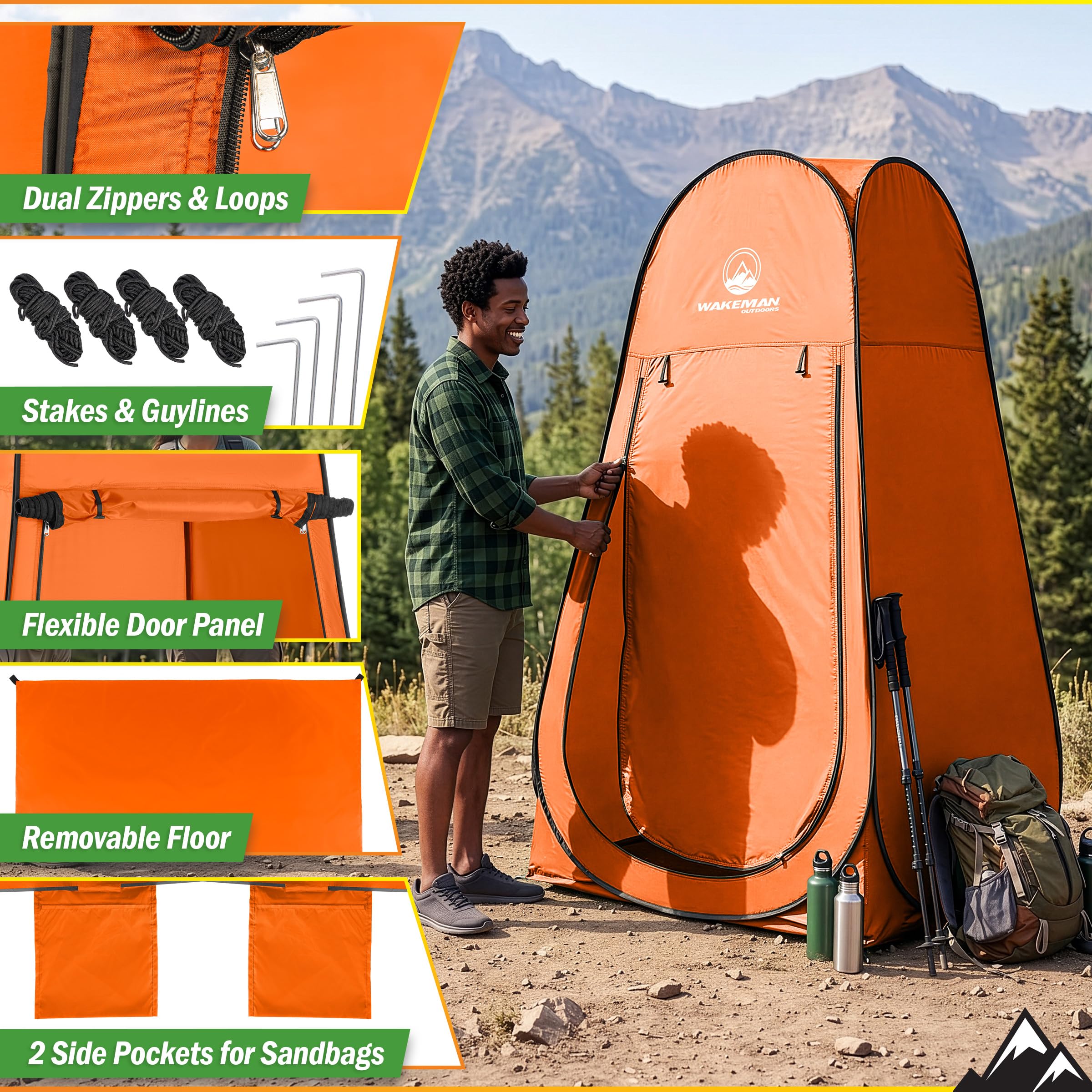 Wakeman Tienda Desplegable Portátil Ducha y Cambio Cubierta Plegable Exteriores Camping Playa con Bolsa de Transporte