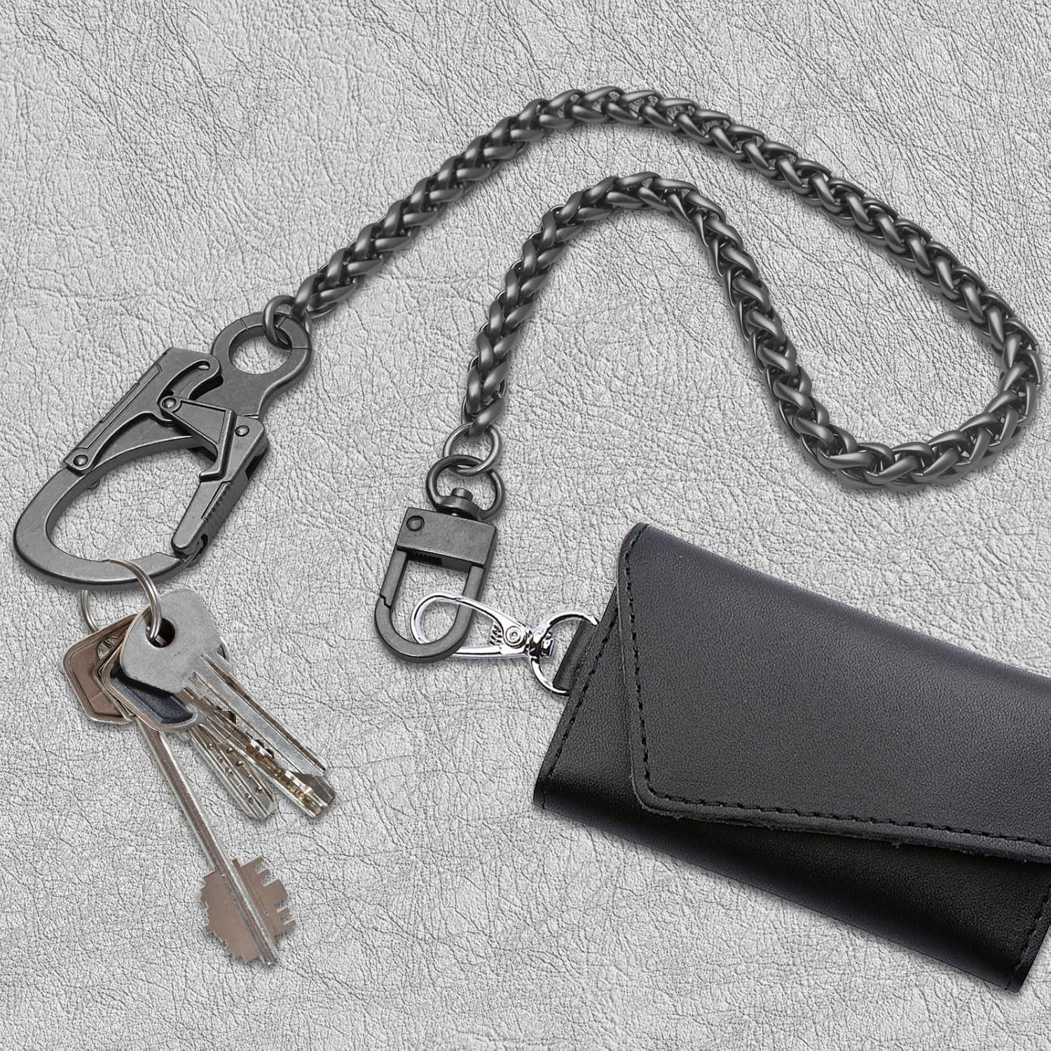 Ahiller Pants Chain for Men,Heavy Pocket Keychain with Double Locking Clip Anti-Theft Wallet Chains,Hip Hop Punk Long Key - Image 6