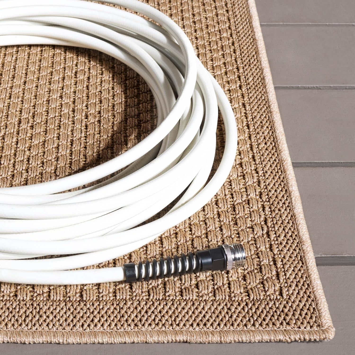 SAFAVIEH Washable Rug Outdoor Atrium Sisal Collection - 7' Square, Beige, Non-Shedding & Easy to Clean, Ideal for Patio, Backyard, Mudroom (ATM102B)