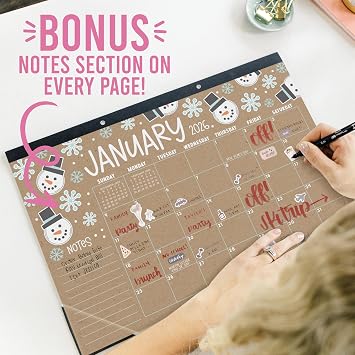Hadley Designs Large Teacher Desk Calendar 2026-2027 - Desktop Calendar 2026, 18-Month Academic Desk Calendars for School, Home & Office, Cute Classroom Must Haves, Back to School Teacher Gifts