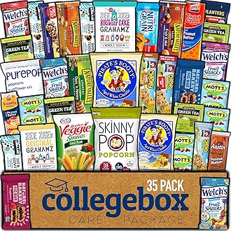 COLLEGEBOX Healthy Snack Box (35 Count) Valentines Variety Pack Care Package Gift Basket Kid Men Women Adult Nuts Health Nutrition Assortment College