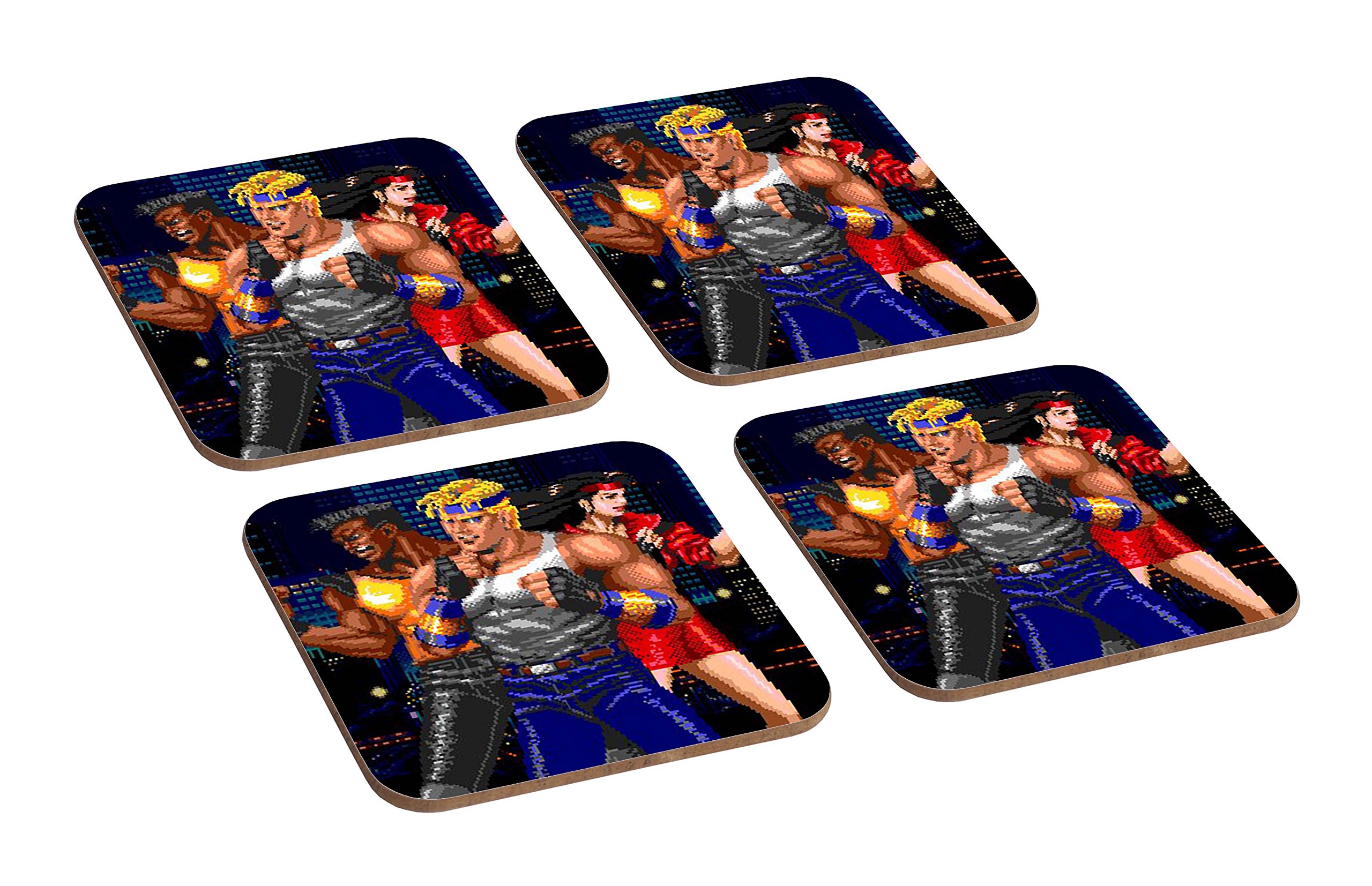 Mugmart Streets Of Rage Adam Axel Blaze 4 Piece Wooden Coaster Set