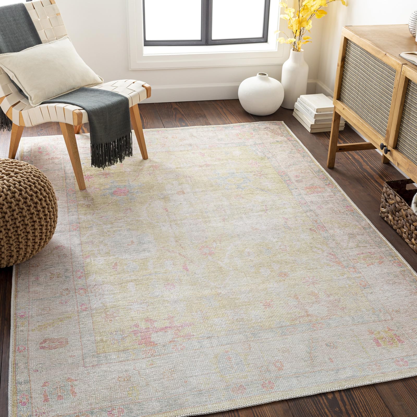 Livabliss AMARI Traditional Boho Sage Area Rug - 200 x 275 cm - Machine Washable, 100% Polyester, Oeko-Tex Certified