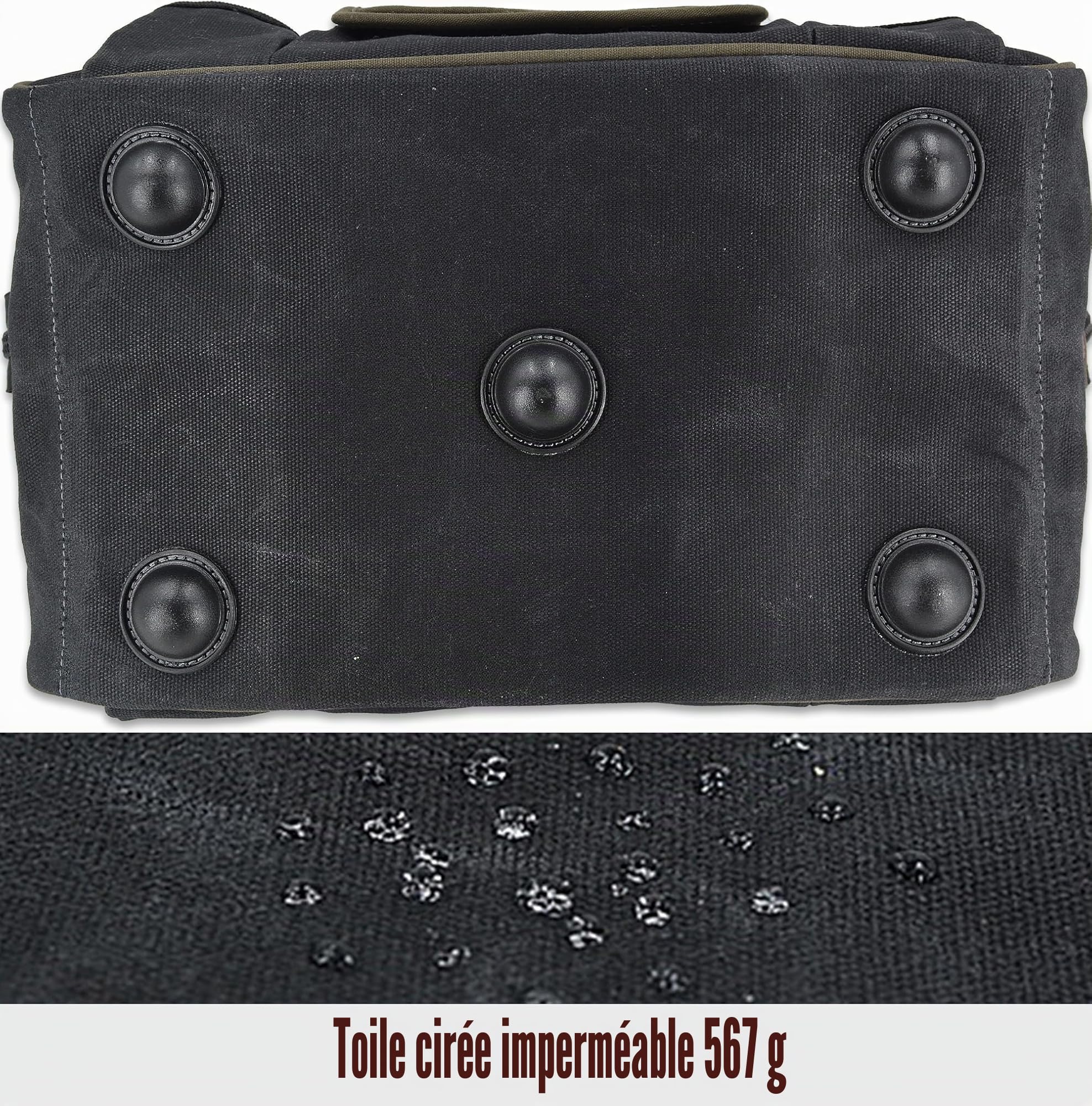 WELKINLAND Sac à outils en toile à 30 poches, 35,6 cm de sacs cirés robustes, sac fourre-tout pour outils, électricien de ligne pour électriciens, sac à outils pour hommes de service en noir/brun