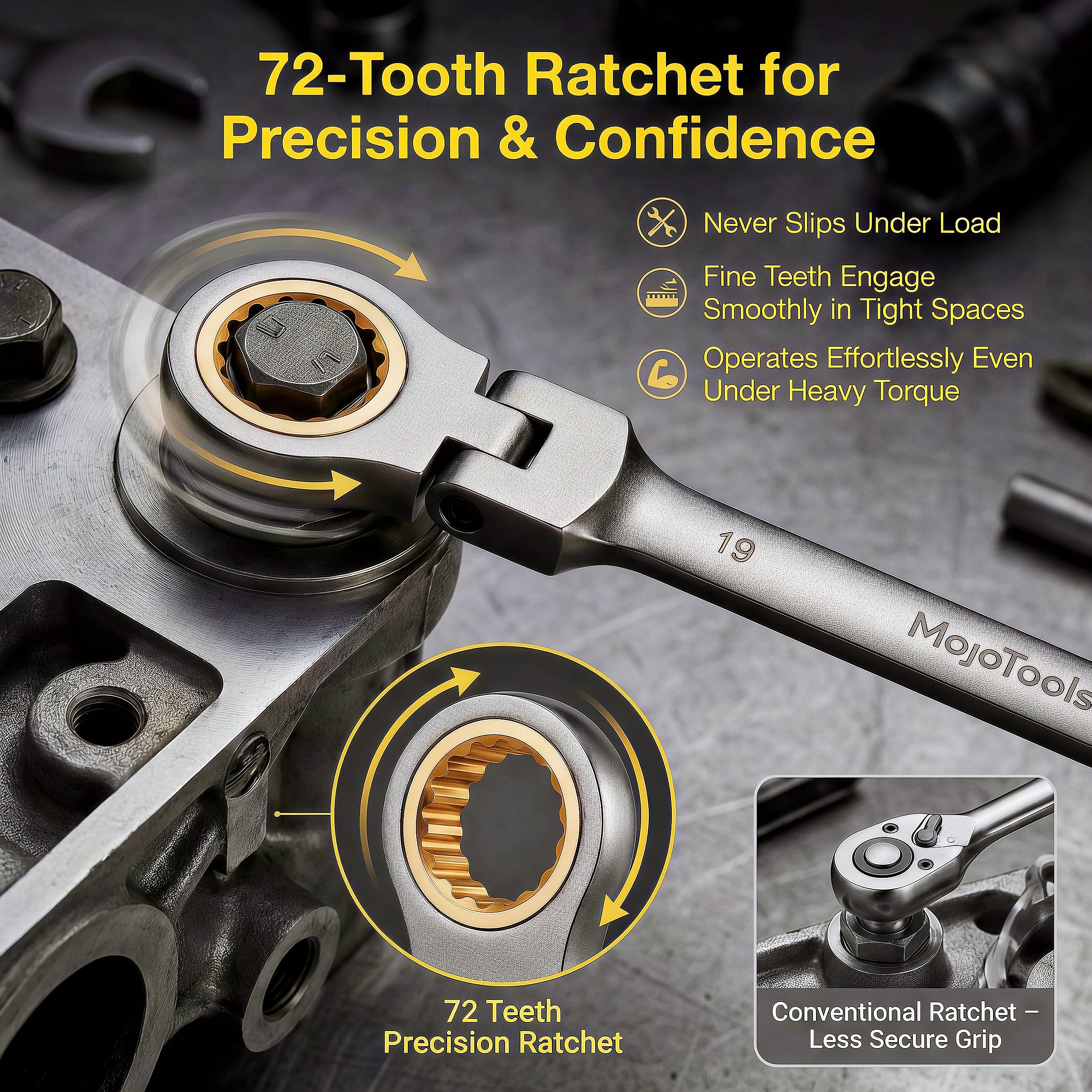 MoJoTools Metric Ratcheting Wrench Set - 23 Piece -4