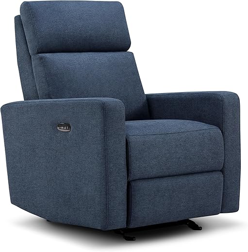 Nurture& The Glider Premium Power Recliner Nursery Glider Chair with Adjustable Head Support | Designed with a Thoughtful Combination of Function and Comfort | Built-in USB Charger (Navy)