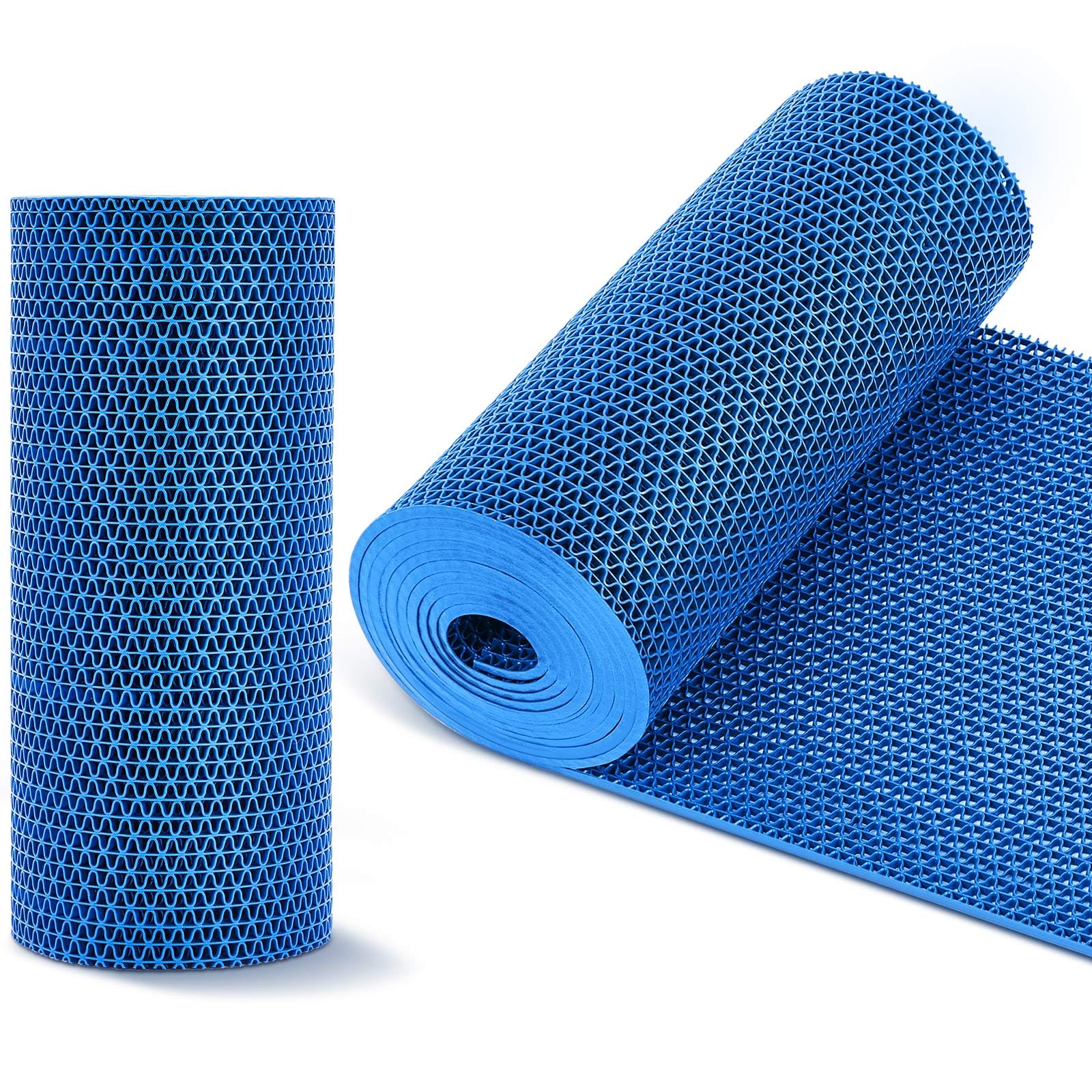 Reallnaive 12in x 10ft Pool Mat Non Slip Drainage Mats Swimming Pool Floor Deck Mats Large Rubber Rugs PVC Splash Mesh Hollow Doormat Roll for Outdoor Indoor Patio Garage Kitchen Bathroom Safety(Blue)