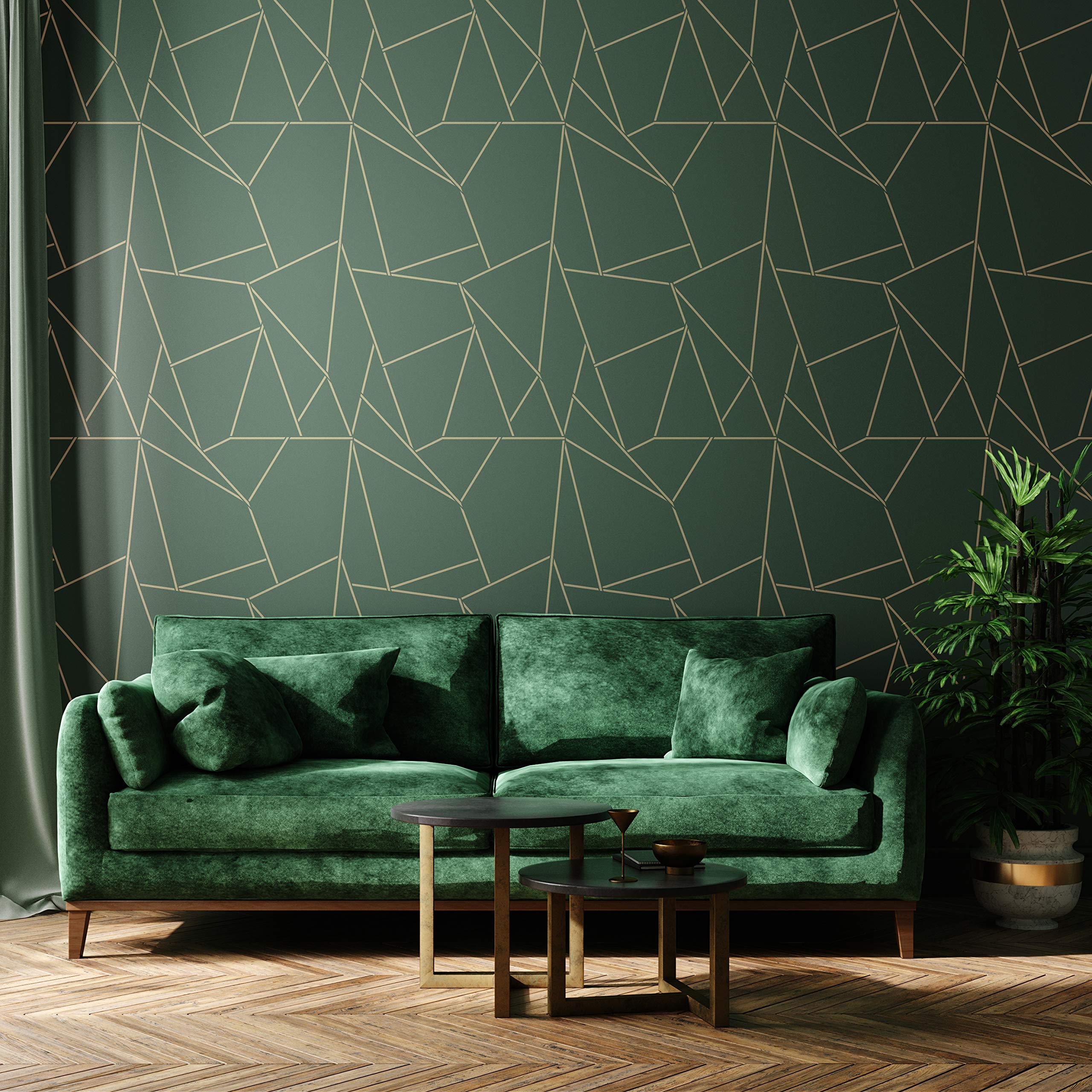 NAKLEO Pochoir Mural pour Peinture Grand Format 59x95cm, Modèle Répétitif en Plastique, Réutilisable, Lignes Triangle Figure Art Deco Géométrique, DIY Bricolage Artisanat Décoration a Peindre