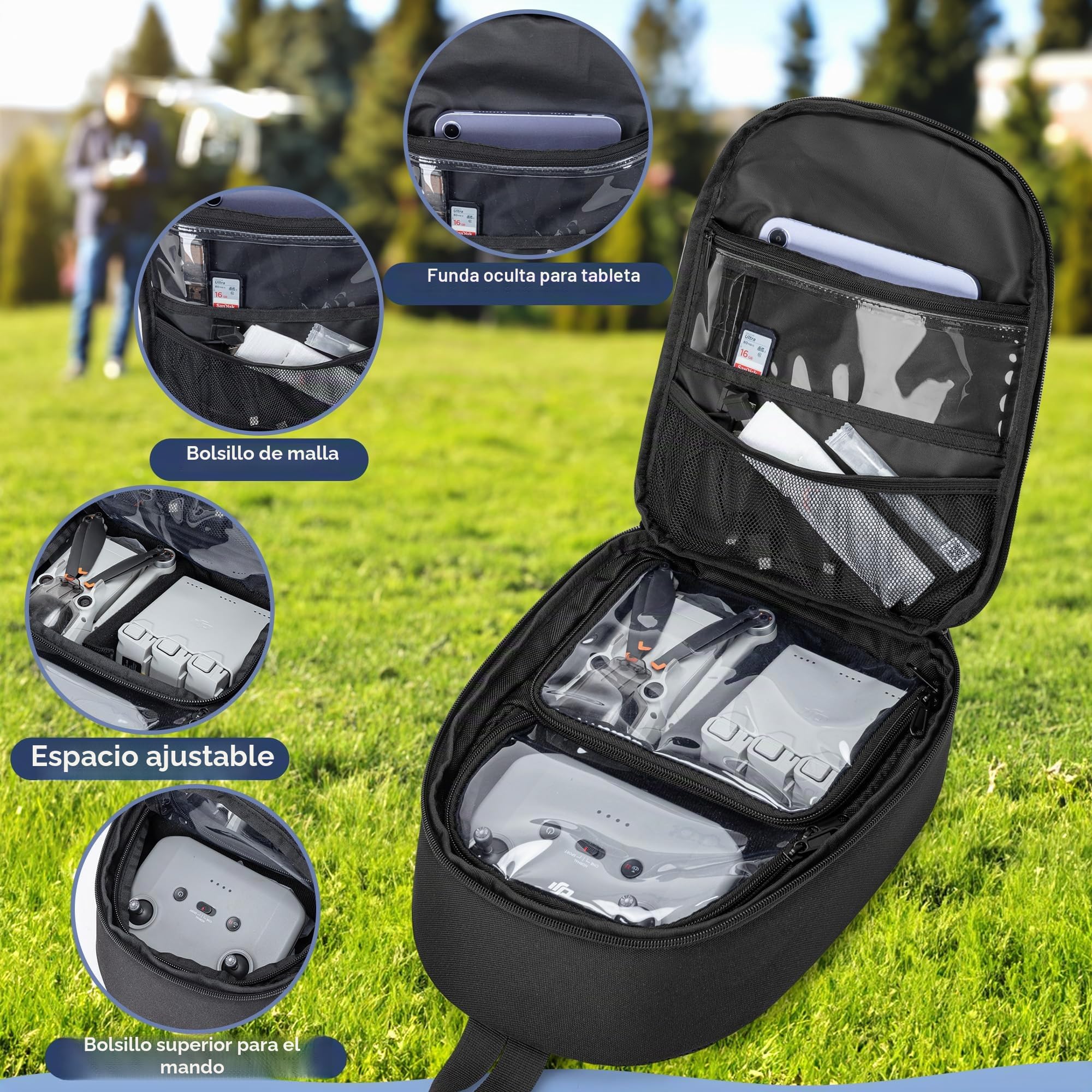 PGmoon Estuche de Transporte Compatible con dji Mini 3/Mini 4 Pro/dji Neo Fly More Combo, Bolso de Hombro con Múltiples Bolsillos para Dron de Viaje y Controlador RC, Centro de Carga, Baterías
