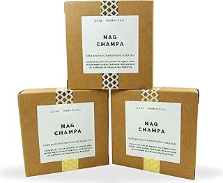 Missamé Cold Processed Handmade Soaps in Unisex Fragrances, 3 Pack Full Size Bars, Made in USA (Nag Champa)