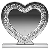 Coaster Home Furnishings - Euston - Wood - Heart Vanity Mirror with Built-in LED Light, Acrylic Crystal Inlay, Decorative Shape and Freestanding Base - Bedroom - Silver - 961528