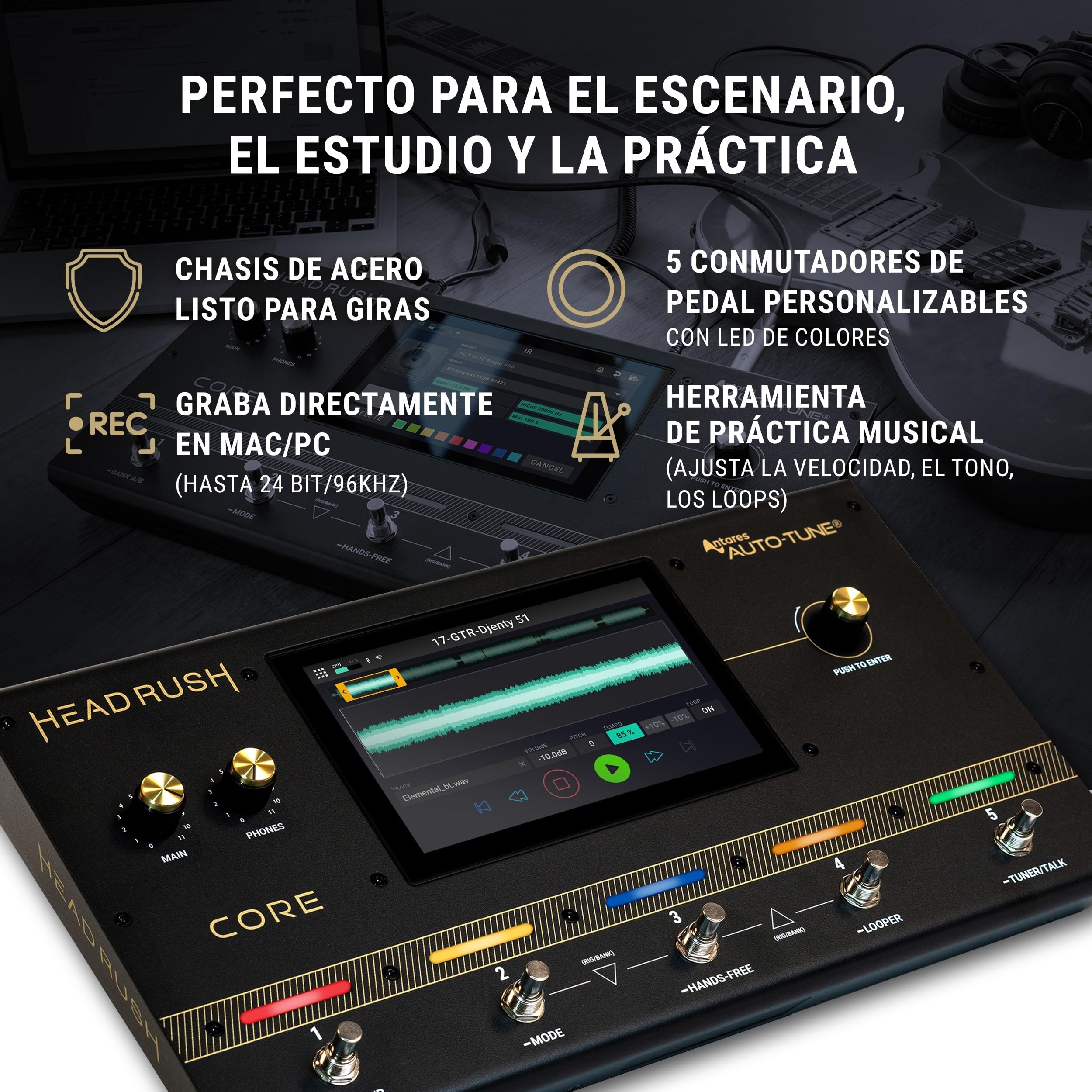 HeadRush Core y FRFR108 MK2 - Procesador de modelado de amplis de FX para guitarra y voz, y 8-inch Ampli para Guitarra/Bajo 2000W, con Bluetooth