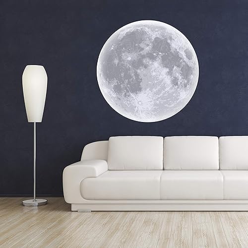 Miniatura 2 de Calcomanía de pared de luna para decoración de habitación, calcomanías de pared de dormitorio, papel tapiz extraíble de luna, mural de pared de luna