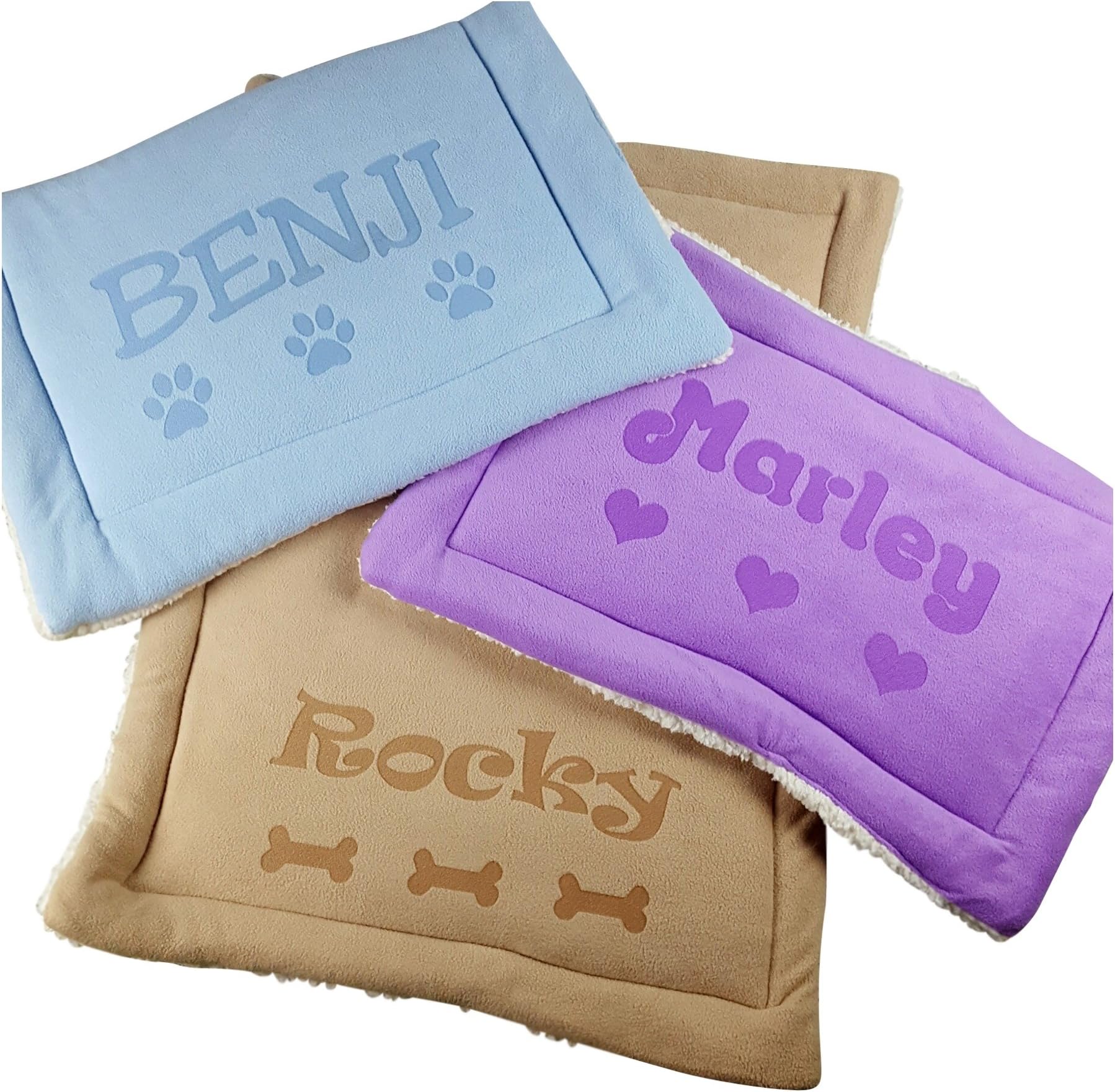 Custom Catch Personalized Dog Bed Mat (Small 15.7 x 23.6 Inches, Purple)