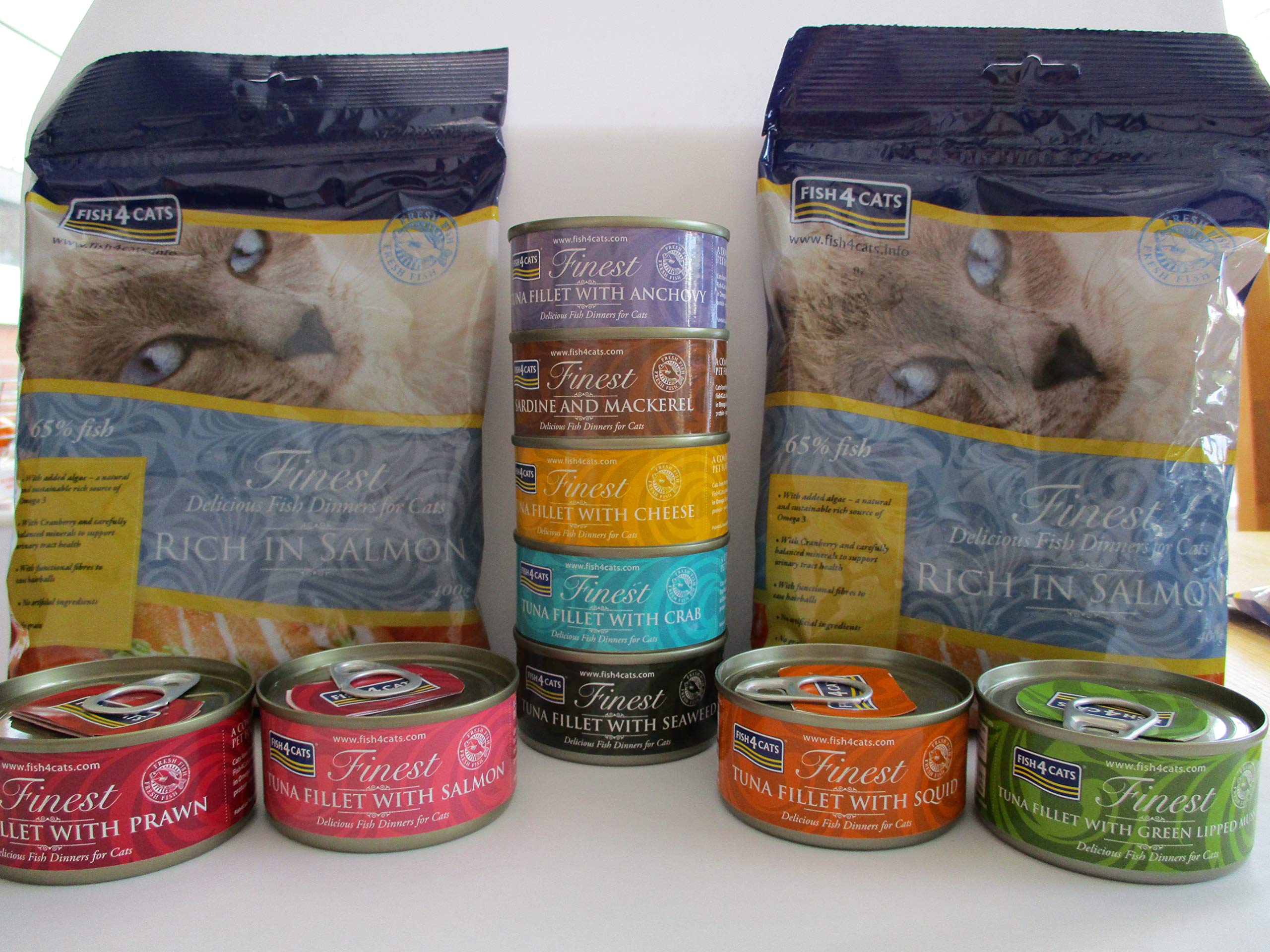Fish4Cats Mixed Selection -Wet(9 Mixed Tins) / Dry (2x400g) Pet Truck Ltd Selection (Salmon)