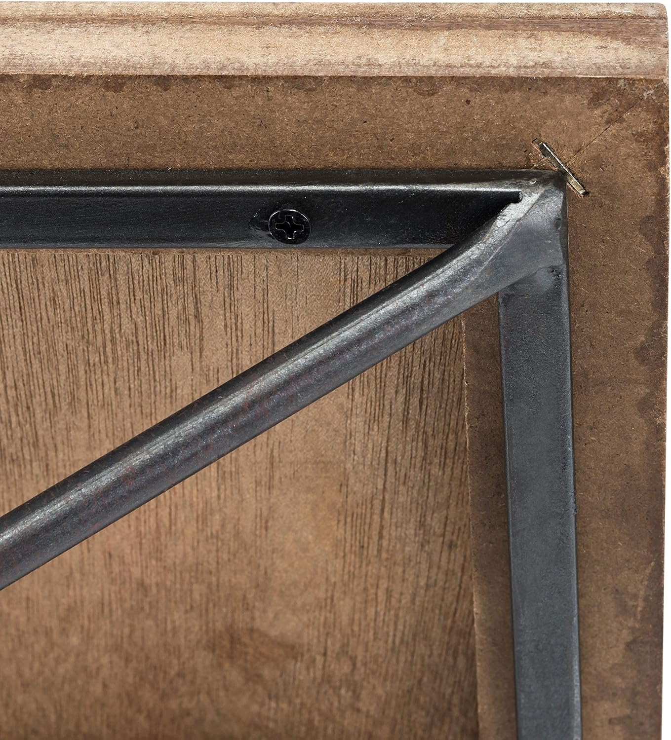 Danya B. Rustic Wall Mount Pine Wood Floating Display Shelf with a Unique Diamond-Shaped Asymmetrical Iron Bracket