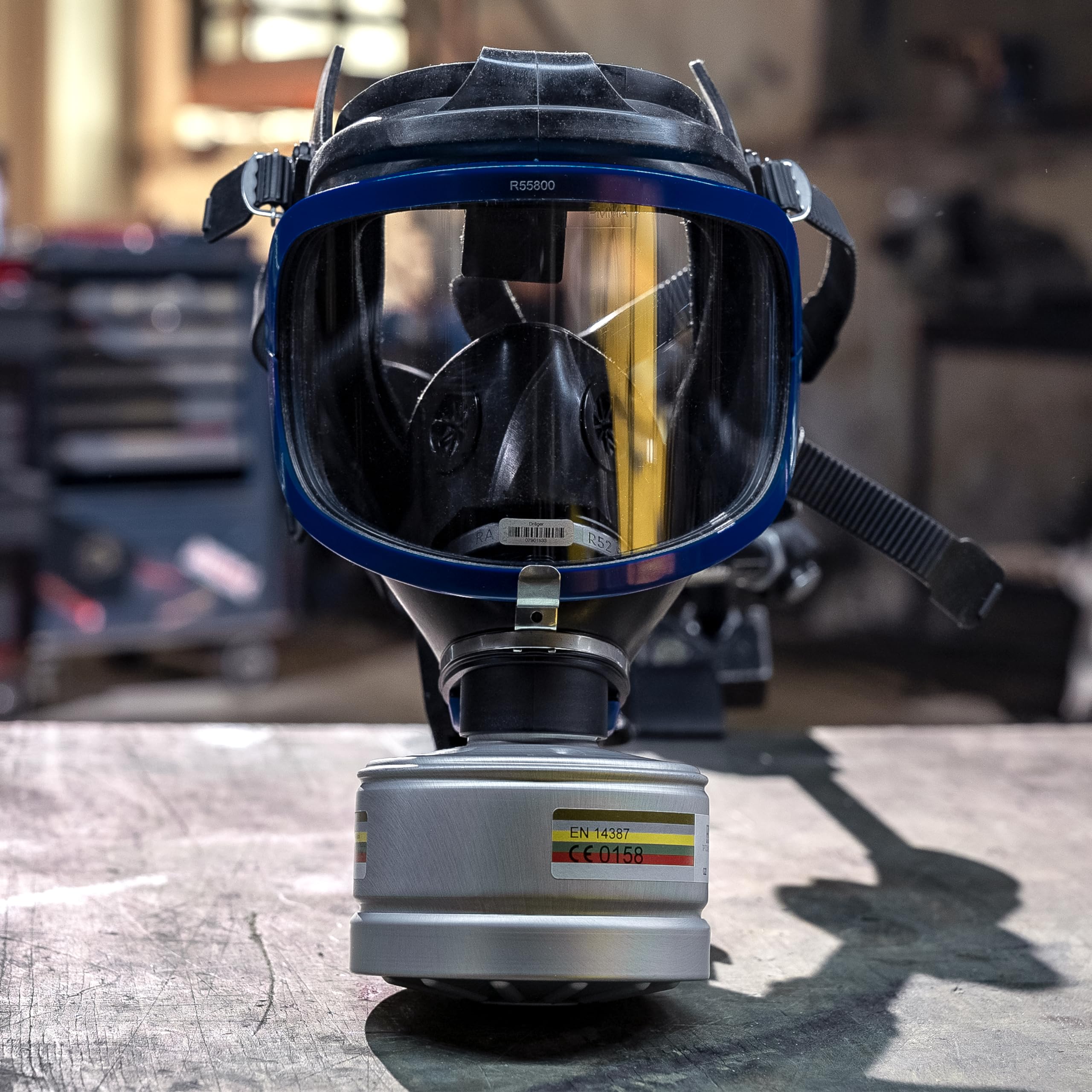 Dräger X-plore 6300 - Máscara de protección completa con filtro A2B2E2K2 HG P3 R D de rosca Rd40, máscara de gas para trabajos químicos y construcción