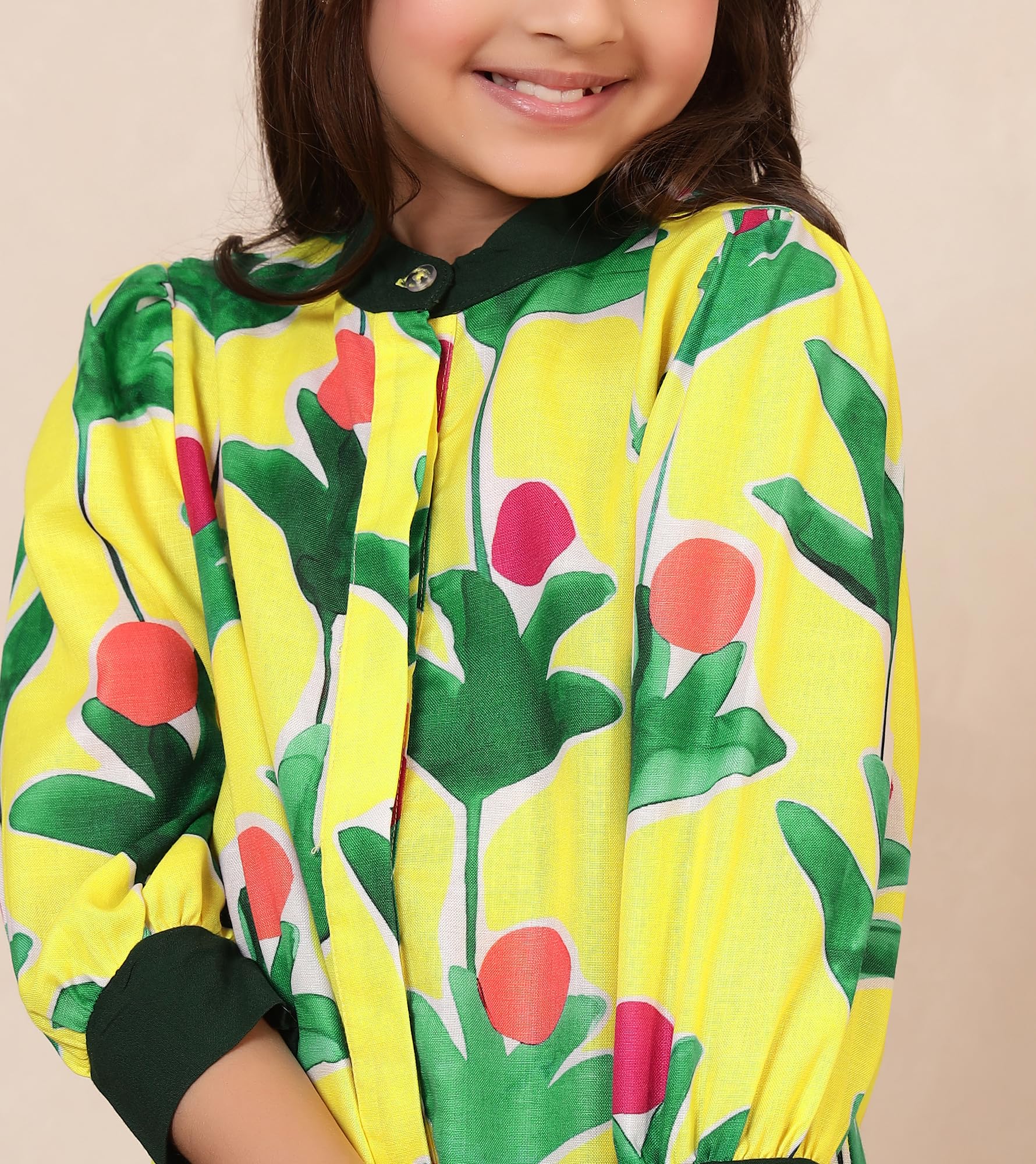 Bugandbees Top-Printed Bottom- Solid Rayon Kurta With Palazzos|Bad Collar Fusion Wear Fit & Flare Co-Ord Set for 3 Years to 13 Years Kids|Festive Casual Wear (BBCO00000392_11-12Y_Multicolor) 1