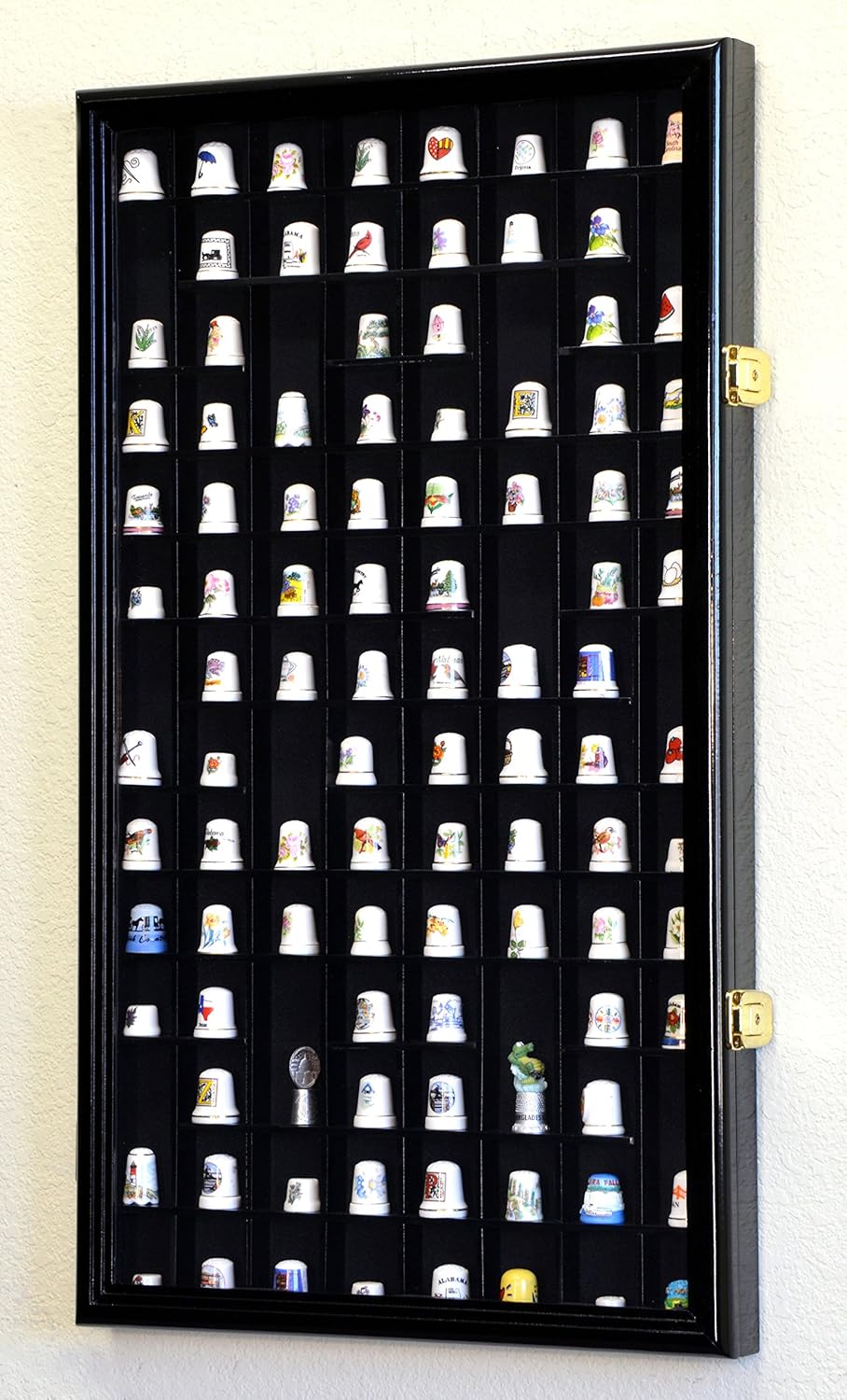 sfDisplay.com,LLC. 100 Opening Thimble/Small Miniature Display Case Cabinet Holder Wall Rack 98% UV Lockable