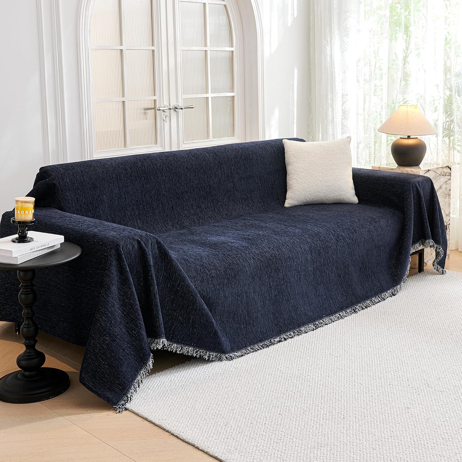 MYSKY HOME Sofa Covers Love Seat Couch Covers Couch Covers for Reclining Couches Couch Cover Sectional Washable Couch Cover with Tassels Sofa Protector for Kids, Dogs, Pets, 71″x118″, Navy Blue MYSKY HOME Sofa Covers Love Seat Couch Covers Couch Covers for Reclining Couches Couch Cover Sectional Washable Couch Cover with Tassels Sofa Protector for Kids, Dogs, Pets, 71″x118″, Navy Blue