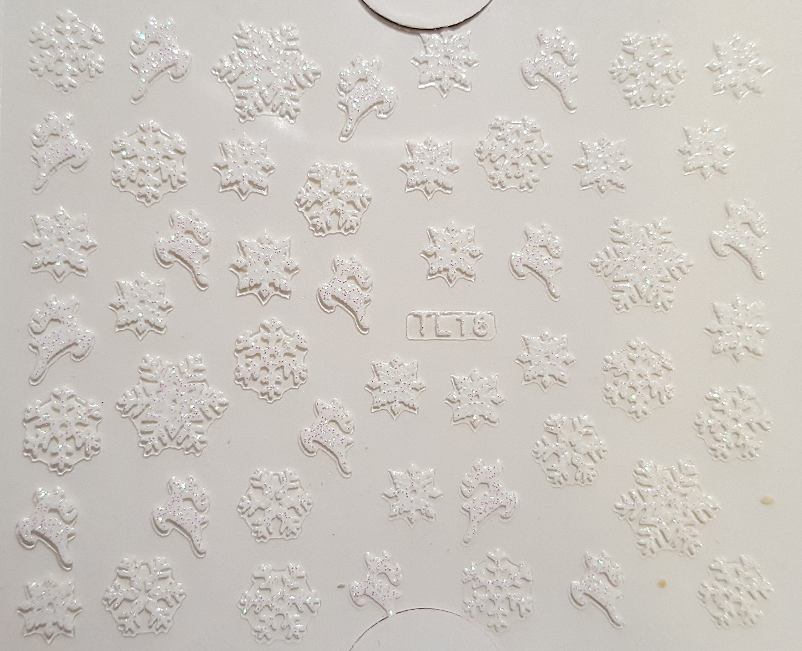 Kcg Trading Smy060 White Snowflakes Reindeer Nail Art 3D Stickers - Christmas Snowflakes (Smy060 White Snowflakes Reindeer)