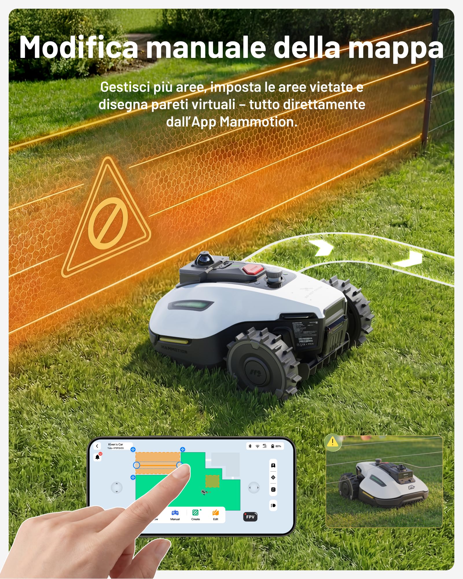 MAMMOTION YUKA mini 2 1000 Robot Rasaerba senza Cavo Perimetrale con Garage mini, Consigliato per 1000m², LiDAR 360° + Visione AI, No RTK, Nessuna Perdita di Segnale, DropMow