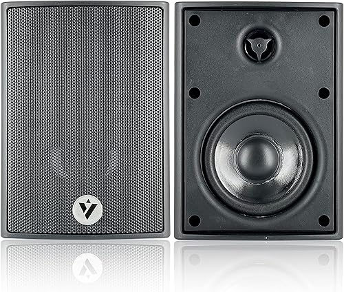 Miniatura 4 de VOYZ Altavoces montados en la pared de 2 vías para diversión en interiores y exteriores - Altavoces de 100 W de alto rendimiento con woofer de cono