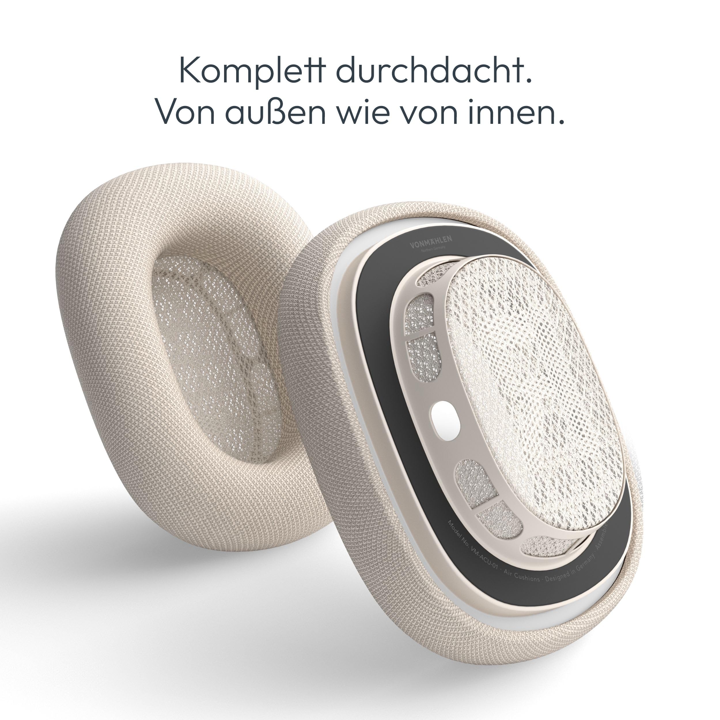 Vonmählen Air Cushions Coussinets de rechange pour AirPods Max, fixation magnétique, respirants et résistants à la transpiration, champagne