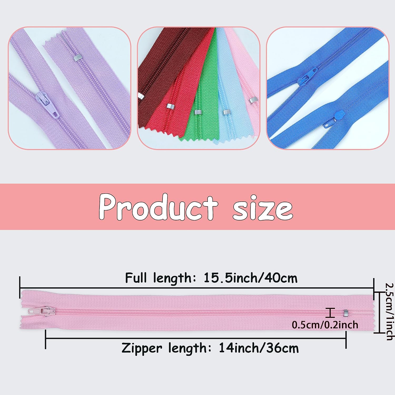 YAKA 60 Pack of 14 Inches Mix Nylon Coil Zippers Bulk - Supplies Zippers for Tailor Sewing Crafts (20 Color)