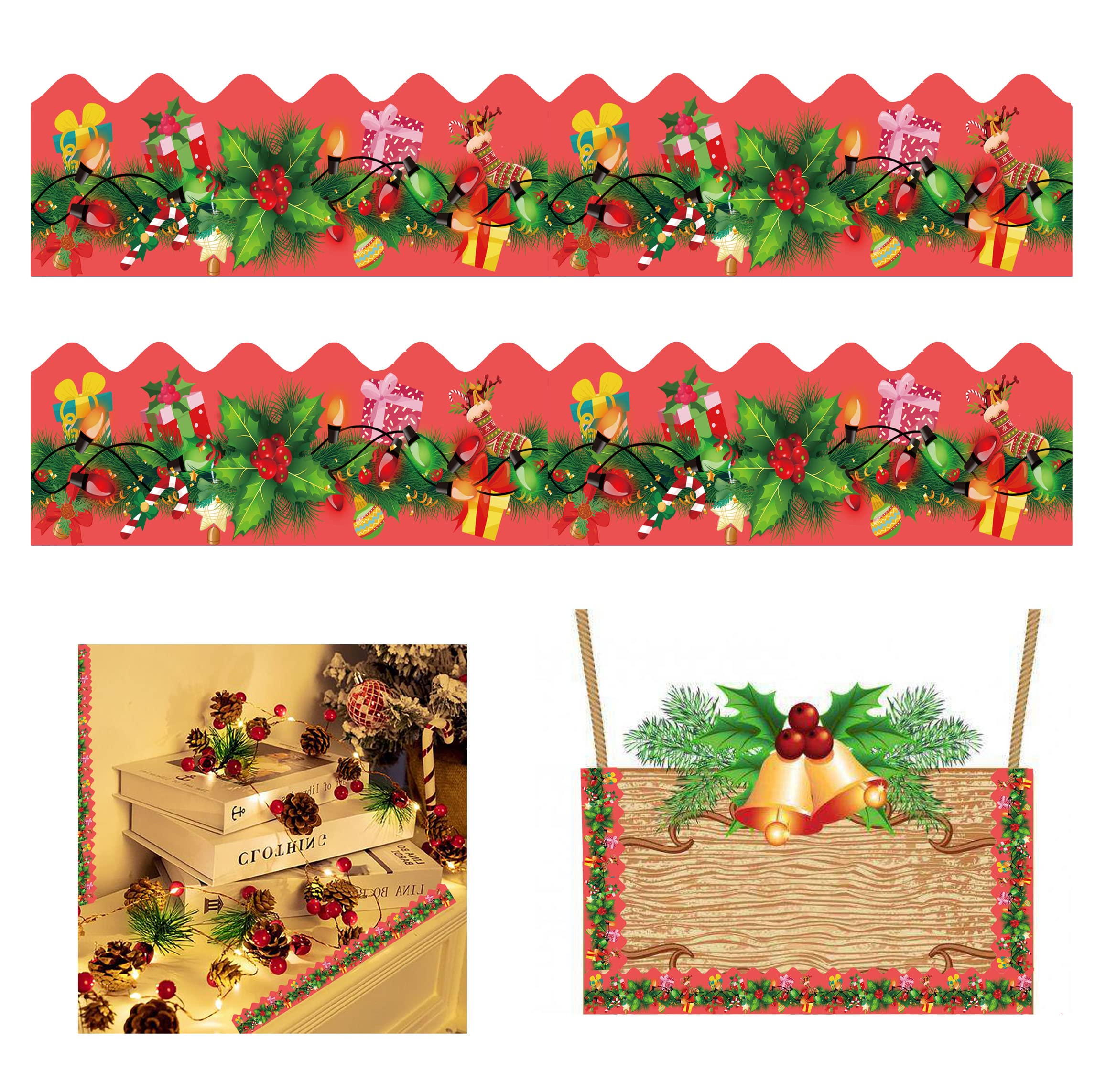 Christmas Tree Bulletin Board Border For Holiday Classroom Decoration Scalloped 36 Feet