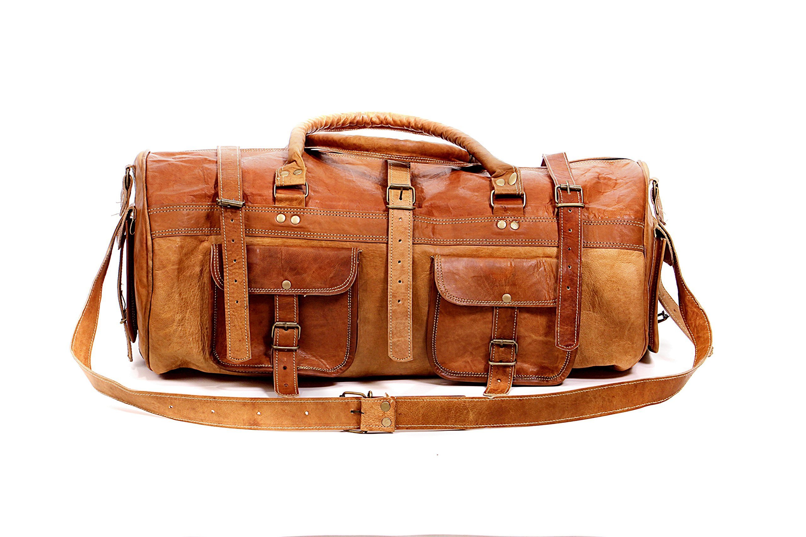 Leather Duffle Bag for Travel 22 inch (Russet Brown)-image-39
