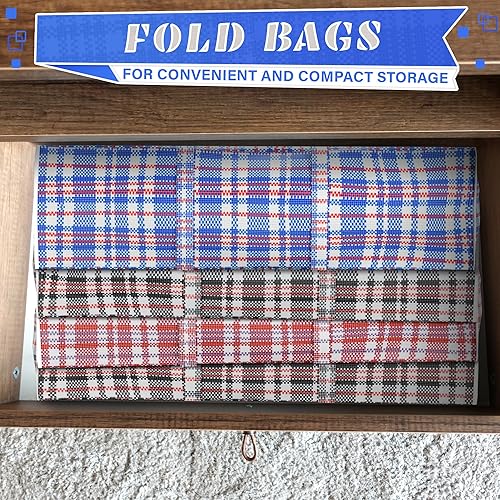 Miniatura 8 de 4 bolsas de lavandería grandes con asas, bolsas grandes para mudanza con cremalleras, 23.6 x 23.6 x 5.9 pulgadas (13 galones), bolsas de viaje a