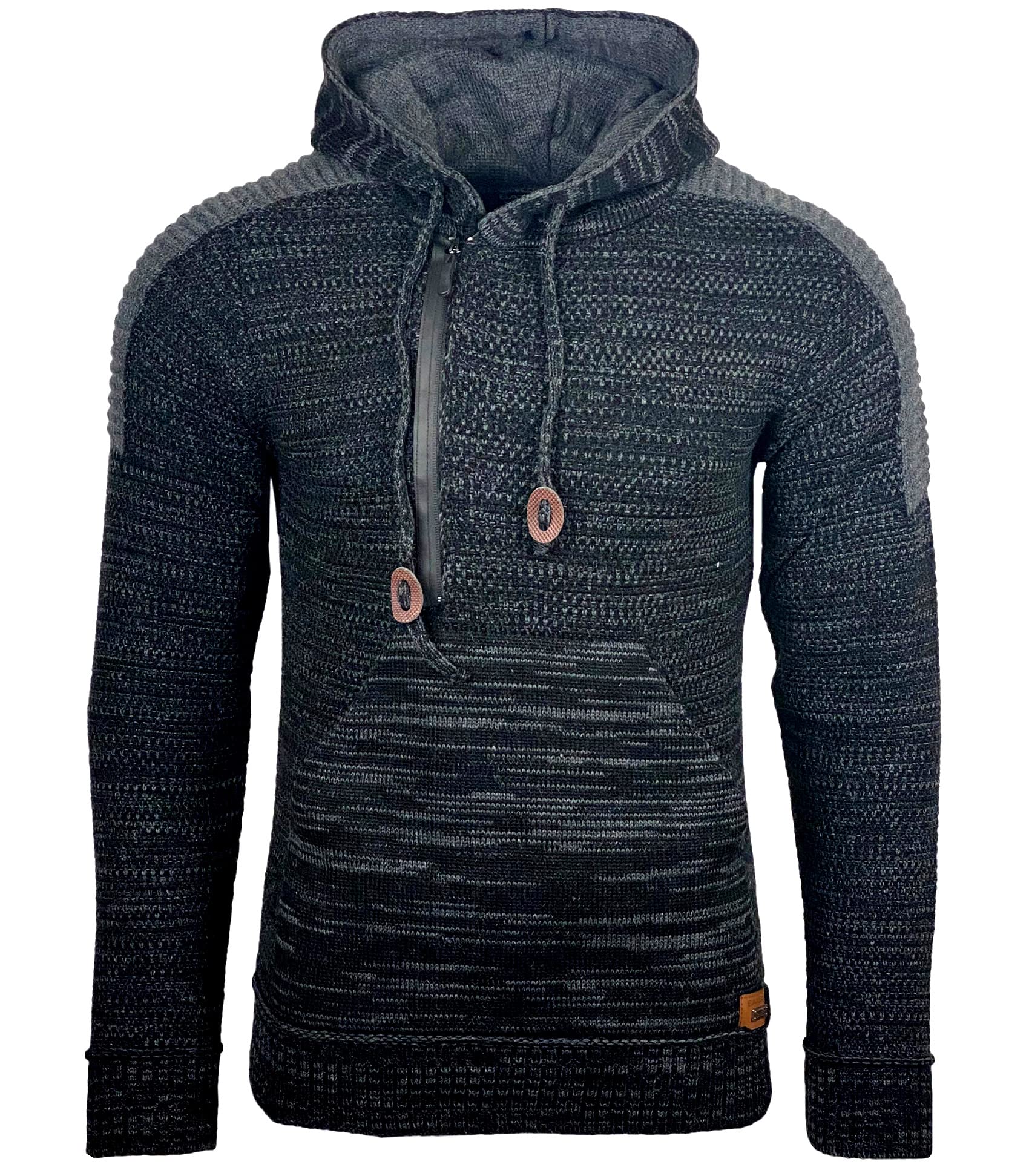 Subliminal - Jersey para hombre de punto con capucha de malla grande, cierre de cremallera BX290