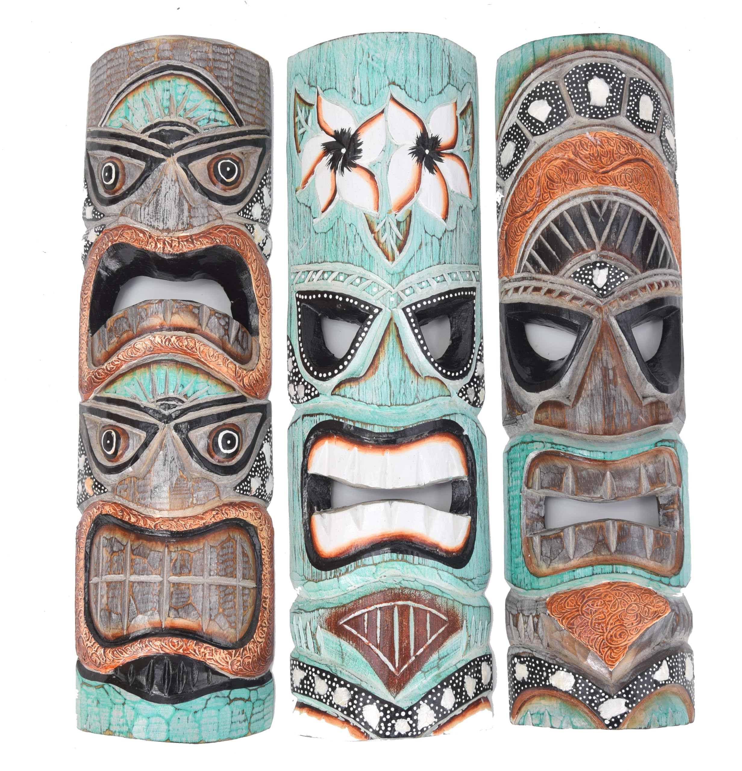 3 Tiki Wandmasken 50cm im Hawaii Style 3er Set Holzmaske Maske Osterinsel