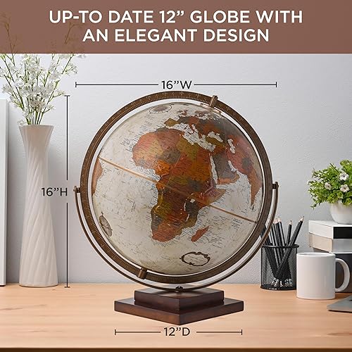 Miniatura 3 de Waypoint Geographic Revolution Globe - Globo de escritorio de 12 pulgadas de diámetro, movimiento giromático de giro completo, decorativo para