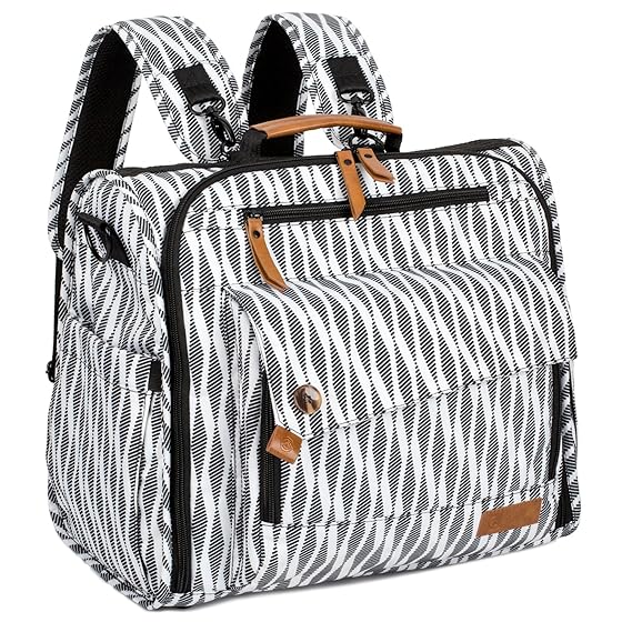 ALLCAMP Zebra Diaper Bag/Multi-Functional Convertible Diaper Backpack Messenger Bag,Large Capacity, Waterproof and Stylish