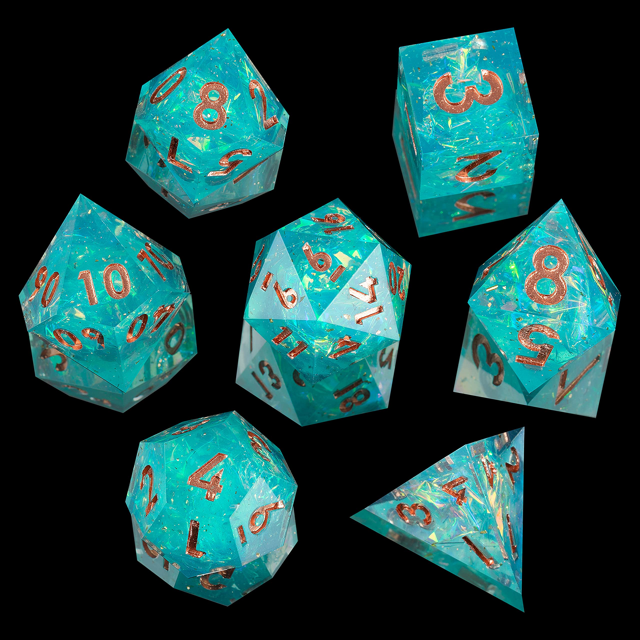 Buy Mini Dice with Sharp Edges and Glitter Inclusions for TTRPG