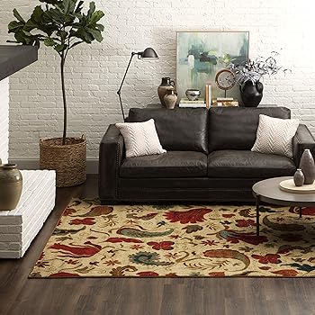Amazon Com Mohawk Home Tropical Acres Area Rug 6 X9 Beige Furniture Decor