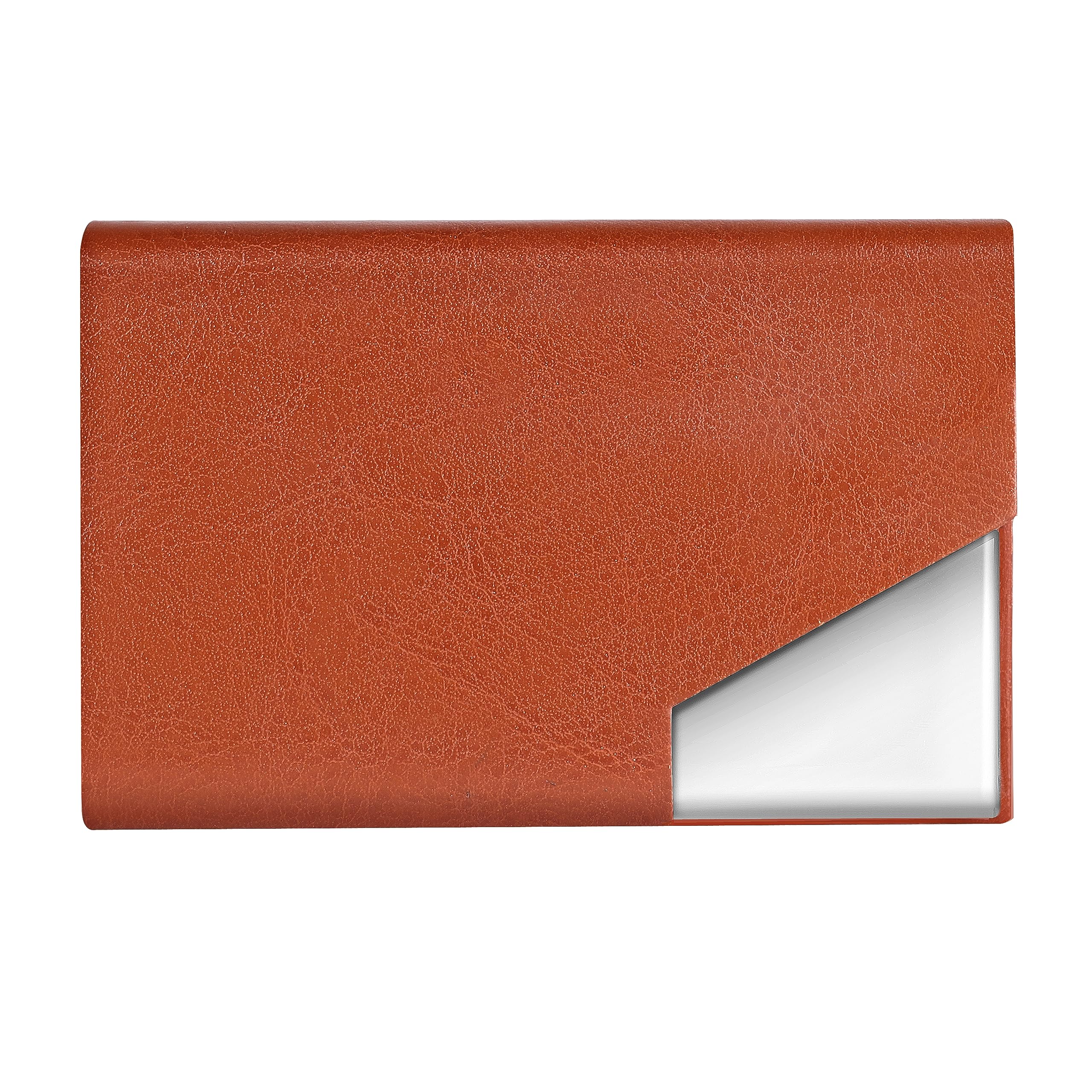 LOREM Tan Small Pocket Sized Metal ID, Credit-Debit Card Holder with Magnetic Shut Button for Men & Women WL604-UF-A 1