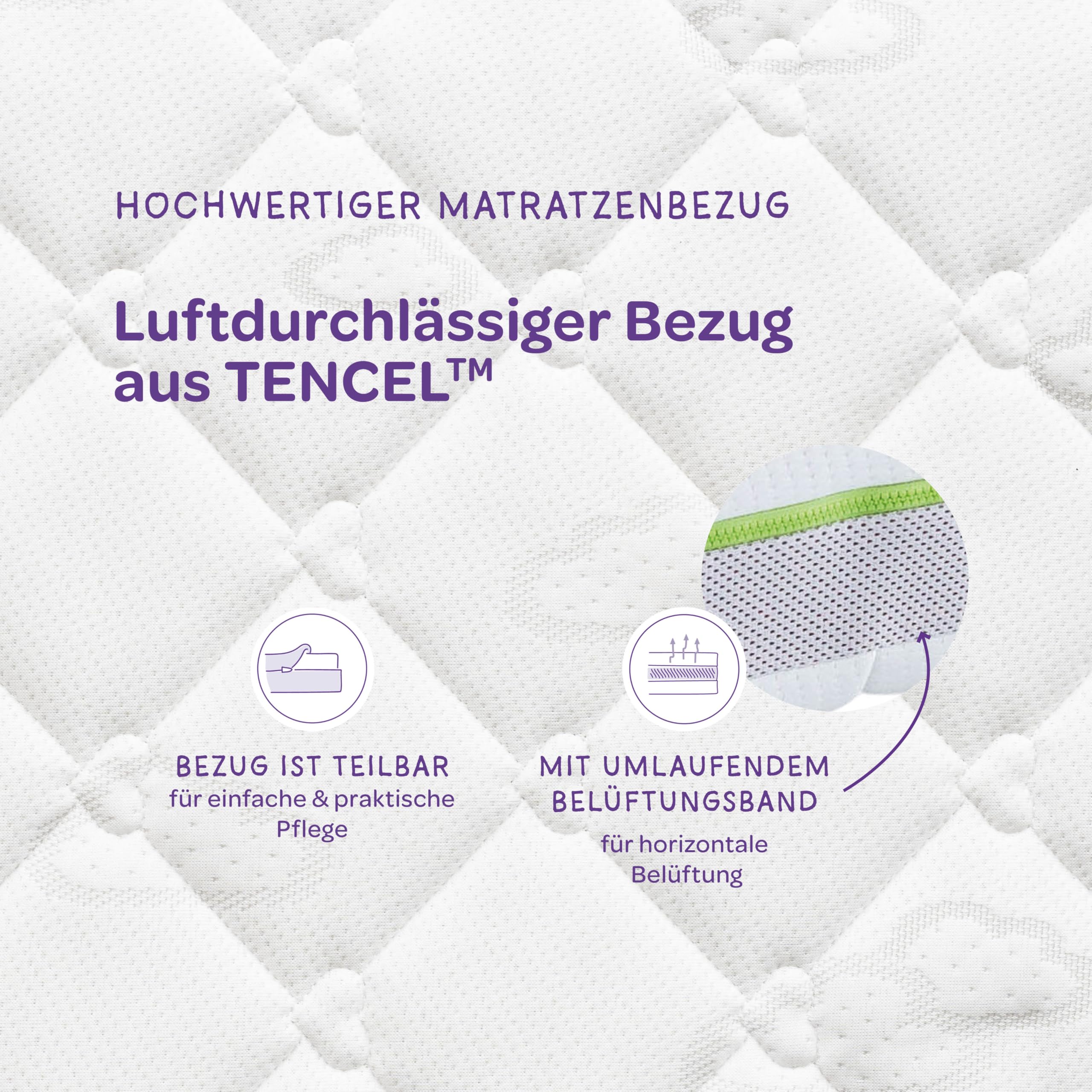 Träumeland Materasso per Bambini e Ragazzi Snooze Land, Schiuma Fredda, Tencel/Lyocell, Blu, 90 x 200 cm, Soft e Medio