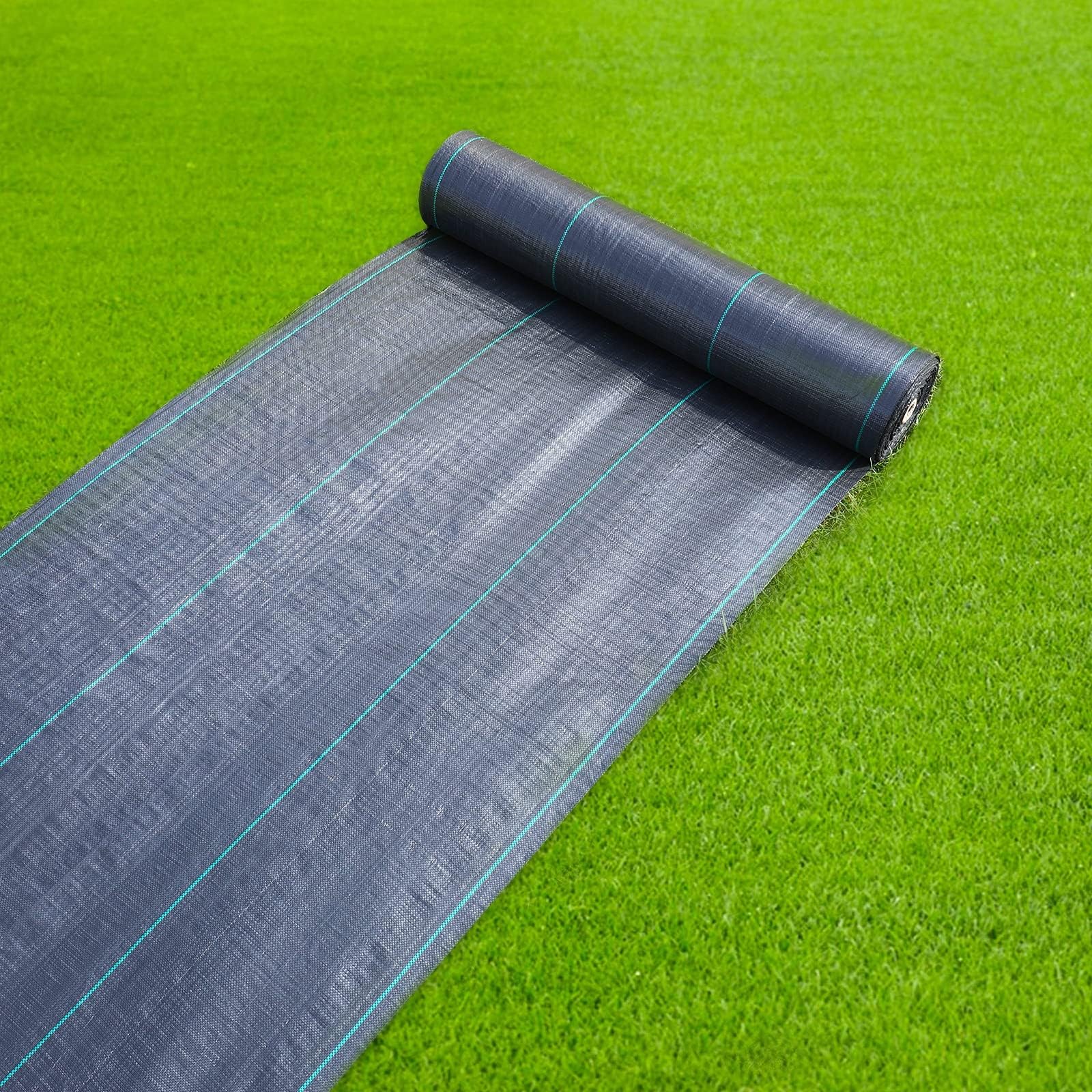 60g/2,1oz Unkrautvlies Wasserdurchlässig, Gartenvlies Unkrautfolie mit UV-Schutz, Bändchengewebe Reißfest Fabric, Unkrautgewebe for Hochbeet, Garten, Unkrautvlies Wurzelschutz, 0,6m(1.5 * 10m)