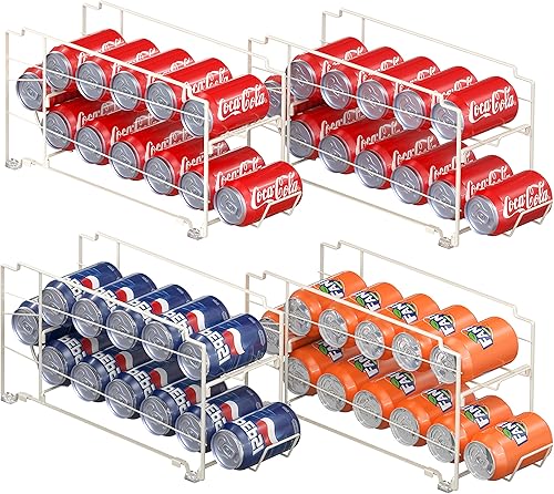 Miniatura 1 de SimpleHouseware - Organizador de latas de refrescos dispensador apilable para despensarefrigerador blanco juego de 4