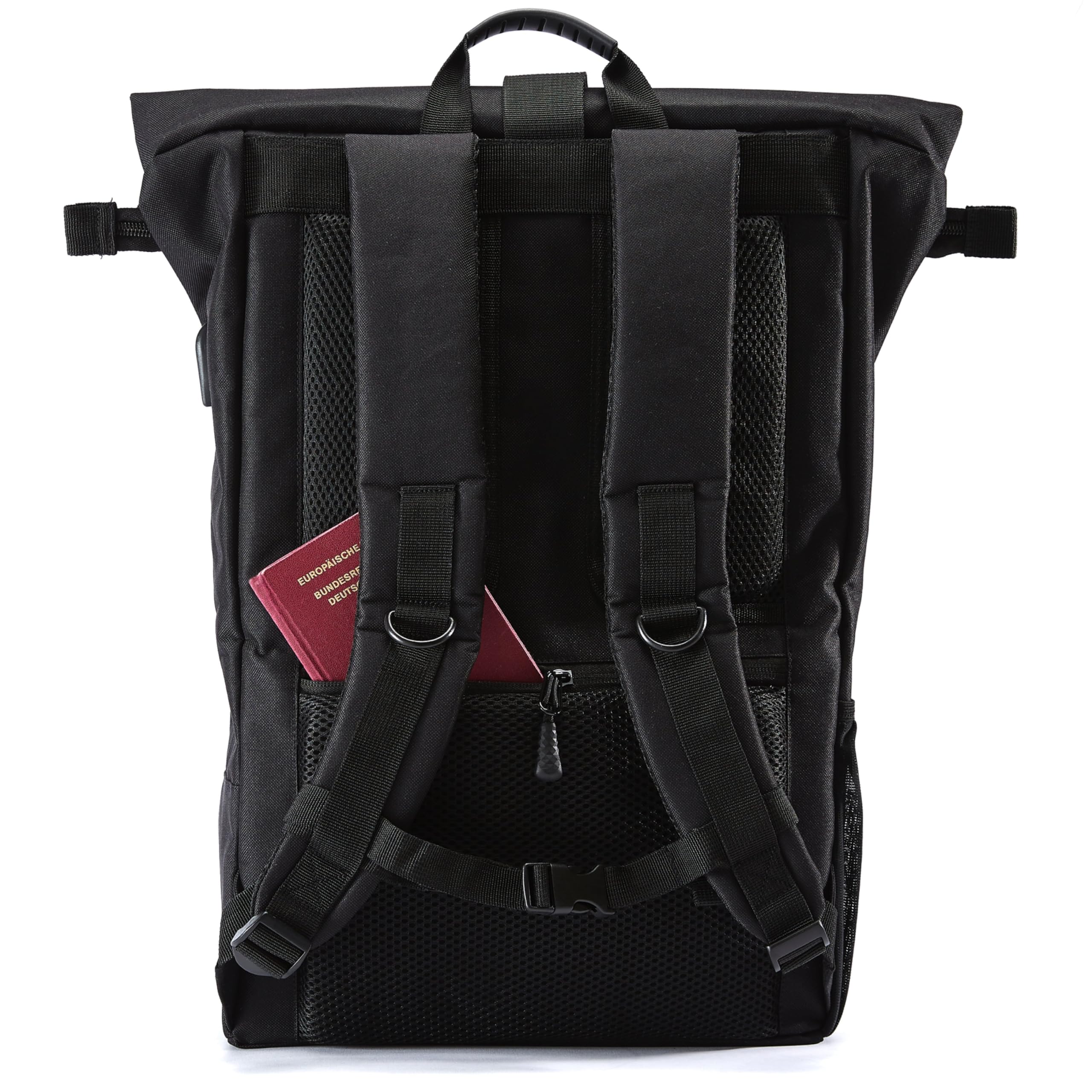 Ela Mo® Rolltop Rucksack Damen - Rollrucksack Anti Diebstahl für Sport & Reisen - Laptoprucksack für Schule, Uni, Business - Mit USB Anschluss & kompaktem Flaschenhalter - Upsy Daisy