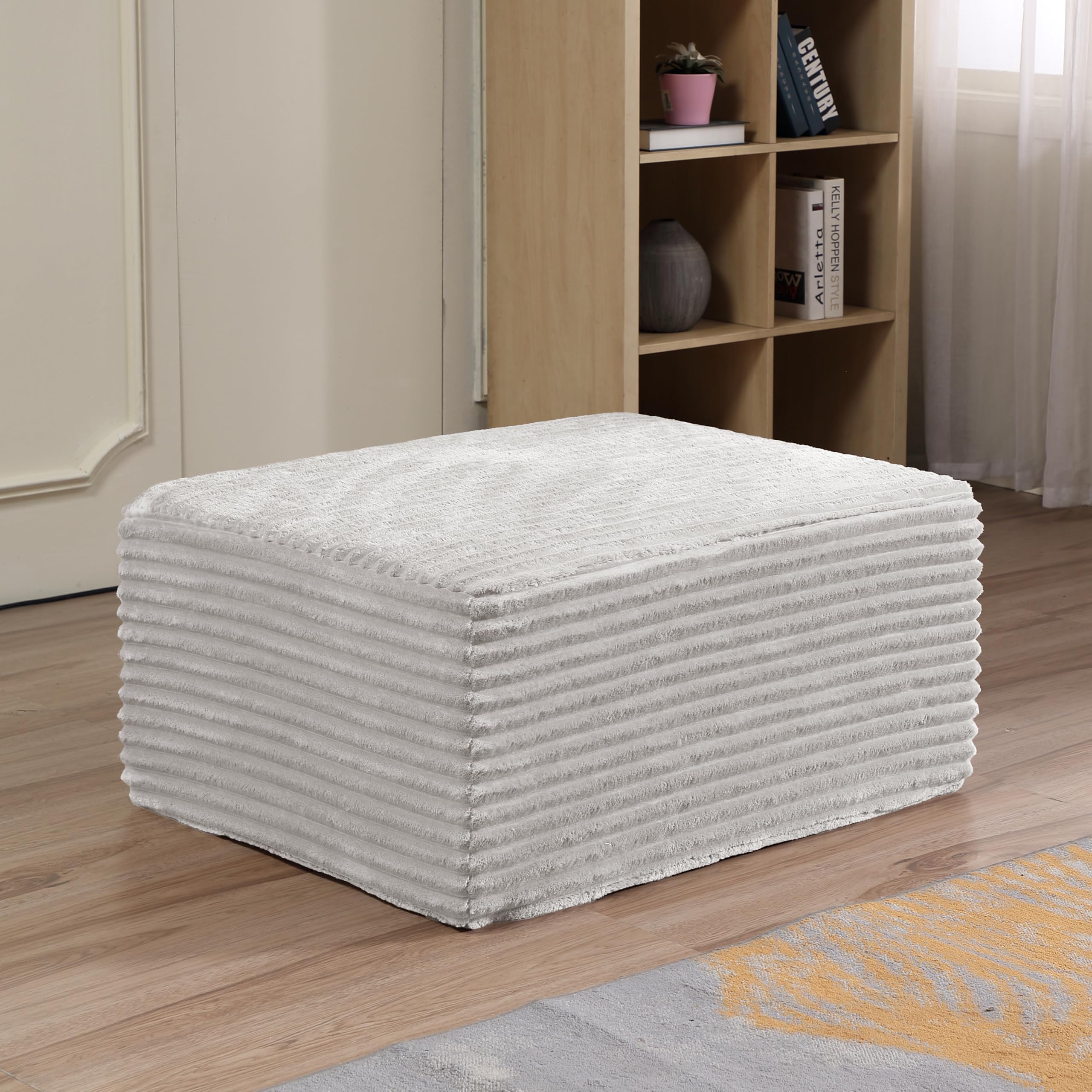 atosela 37.4" Corduroy Ottoman Seat Module for Modular Sectional Sofa, DIY L-Shaped & U-Shaped Plush Corduroy Sofa for Living Room, Grey