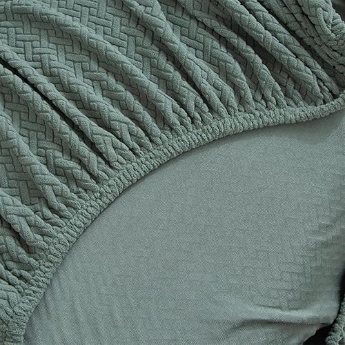Miniatura 7 de MIFXIN Funda elástica para sofá cama sin brazos, funda de futón de felpa más gruesa de color sólido de 3 asientos, protector de muebles de futón sin